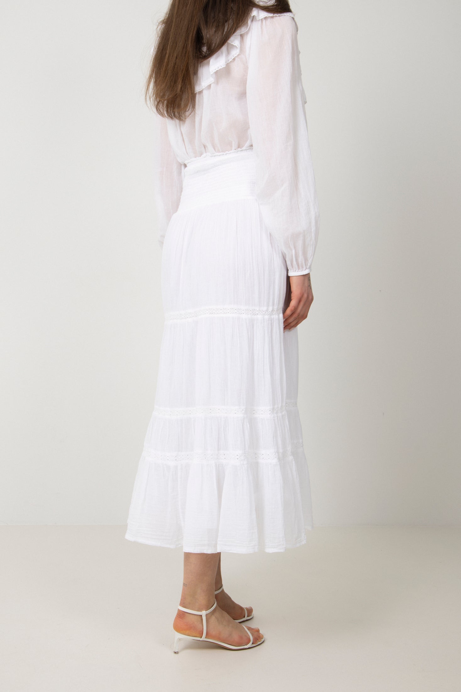 Vendla Voile High Smock Skirt - White