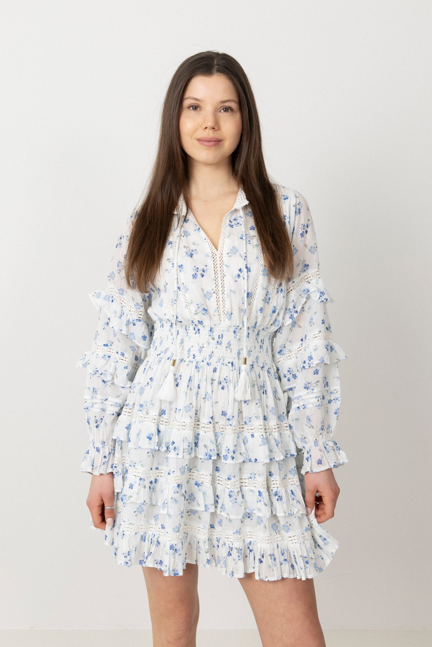 Sol Cotton Flower Dress - Blue Flower