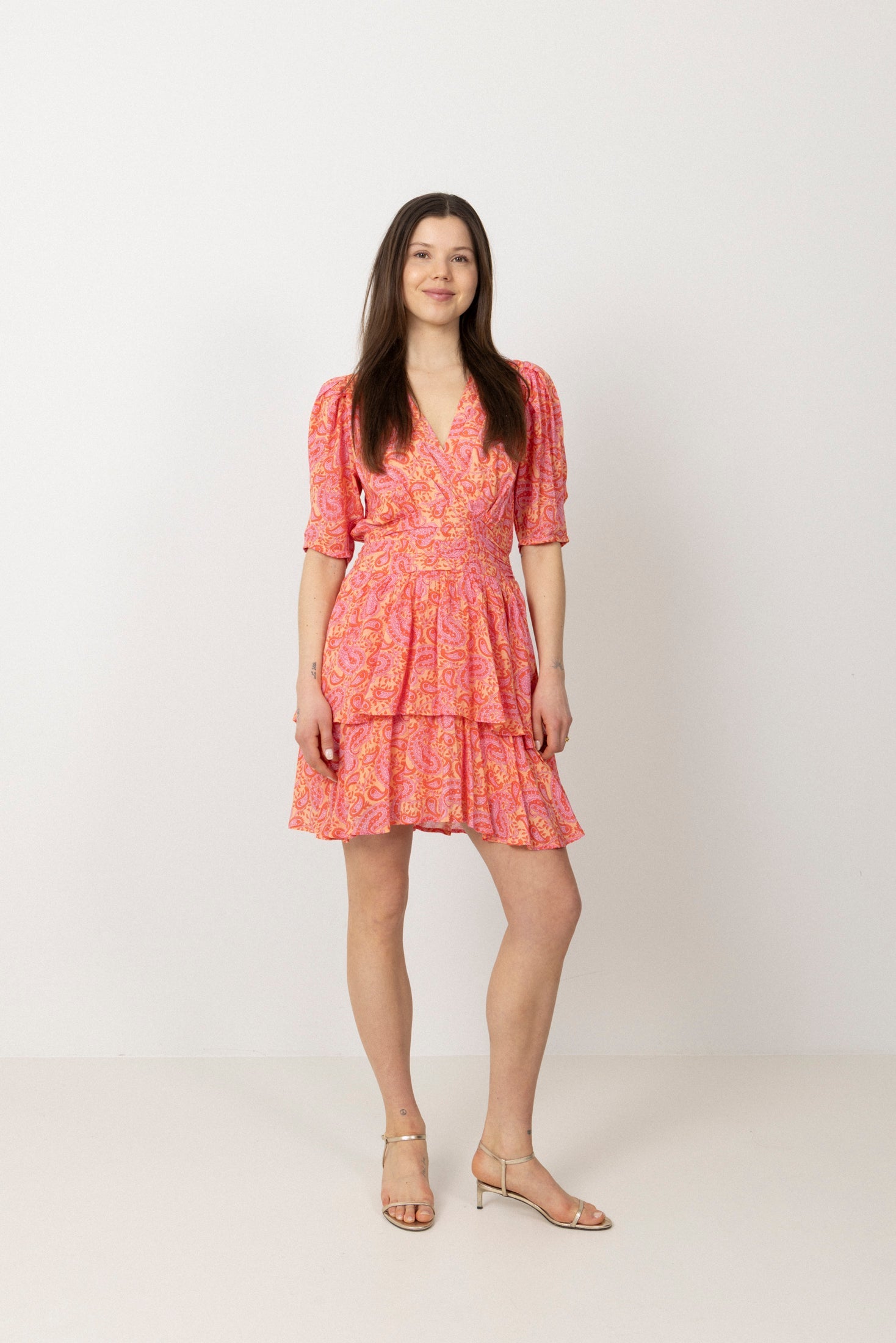 Jade Viscose Dress - Coral