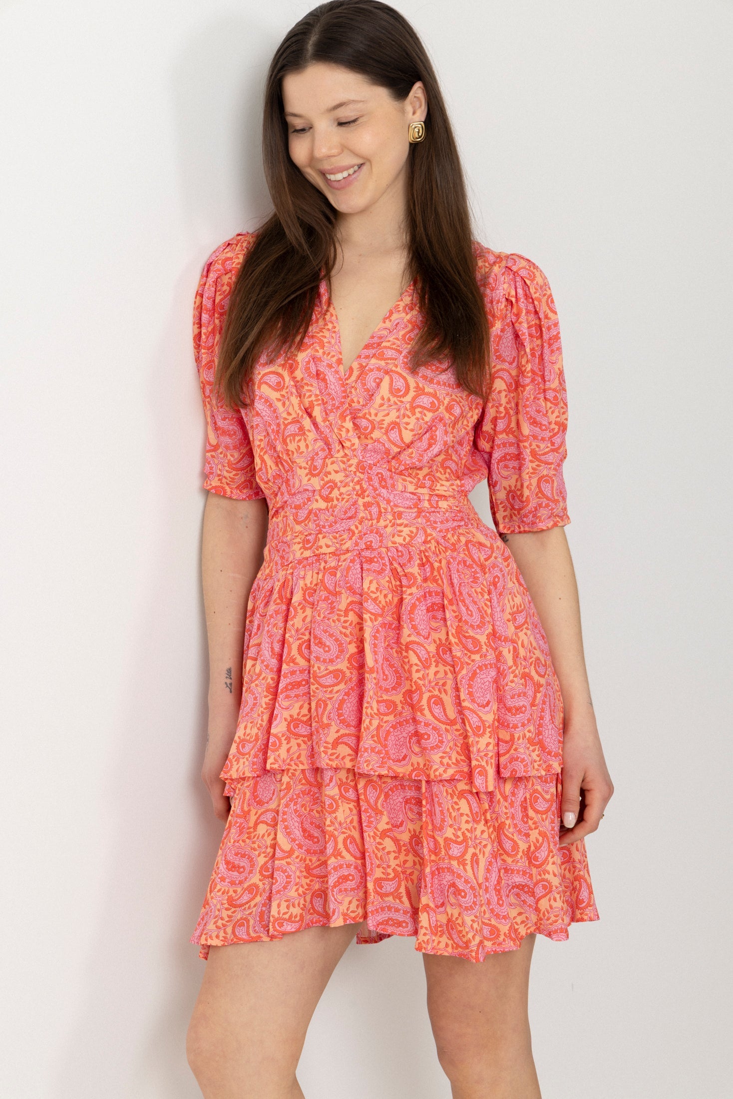 Jade Viscose Dress - Coral