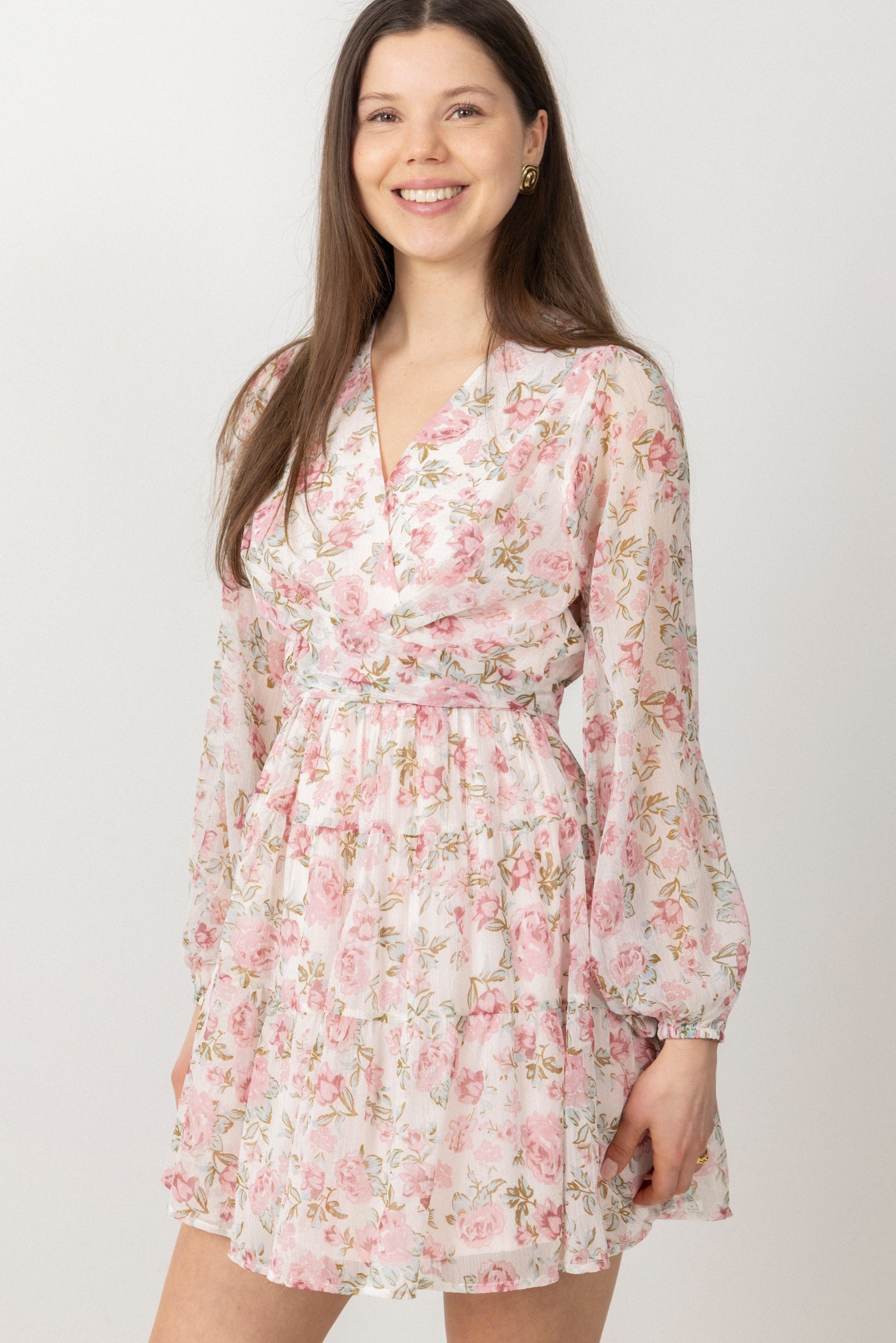 Hedvig Chiffon Mini Dress - Pink Floral