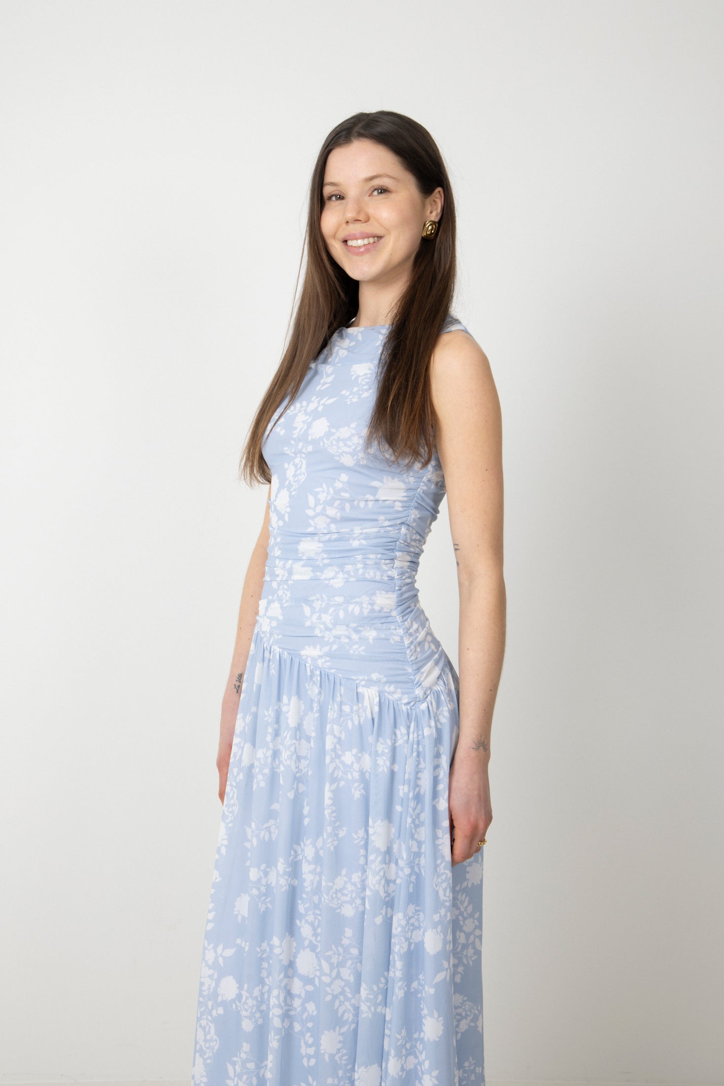 Mette Mesh Maxi Dress - Light Blue