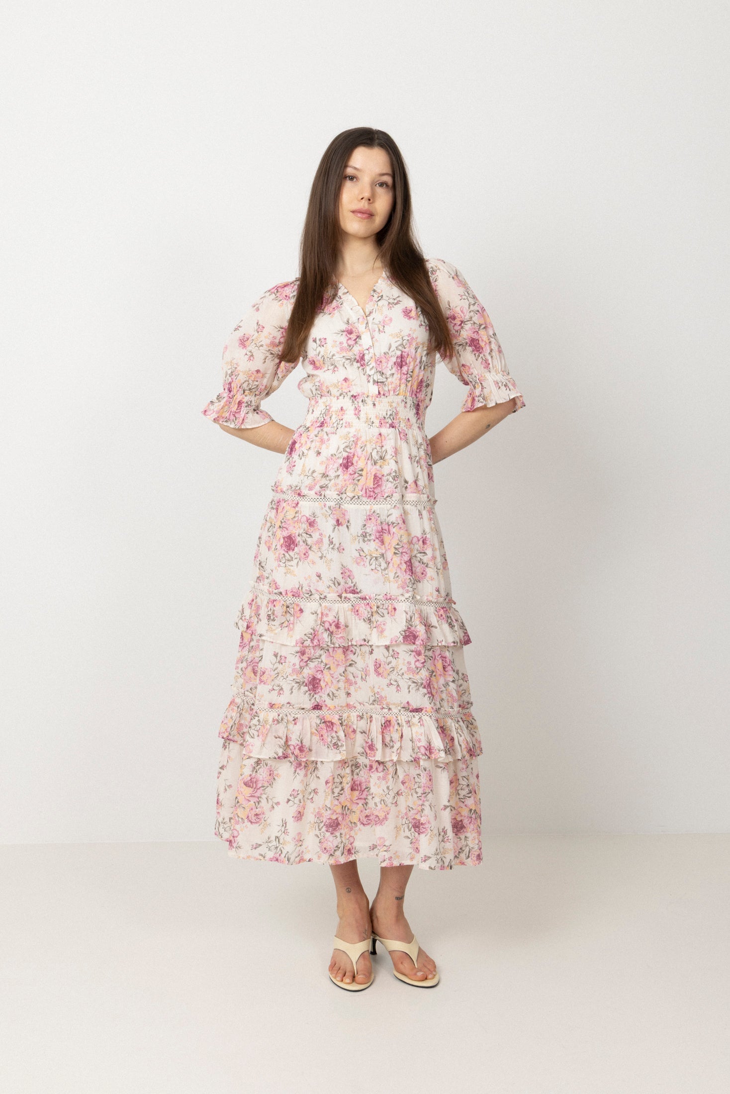 Vera Dreamy Flower Dress - Pink Flower