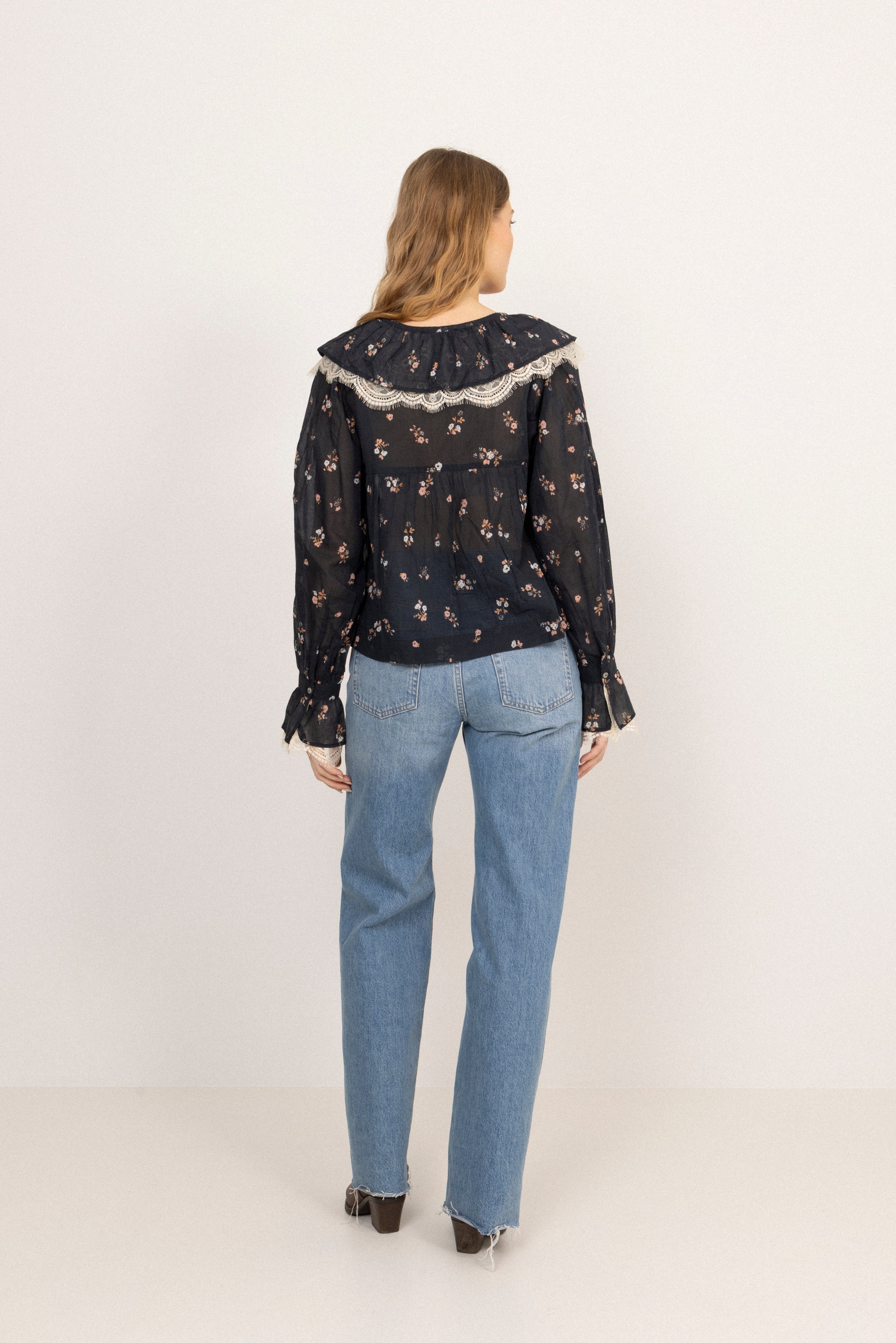 Siri Boho Blouse - Flower Navy