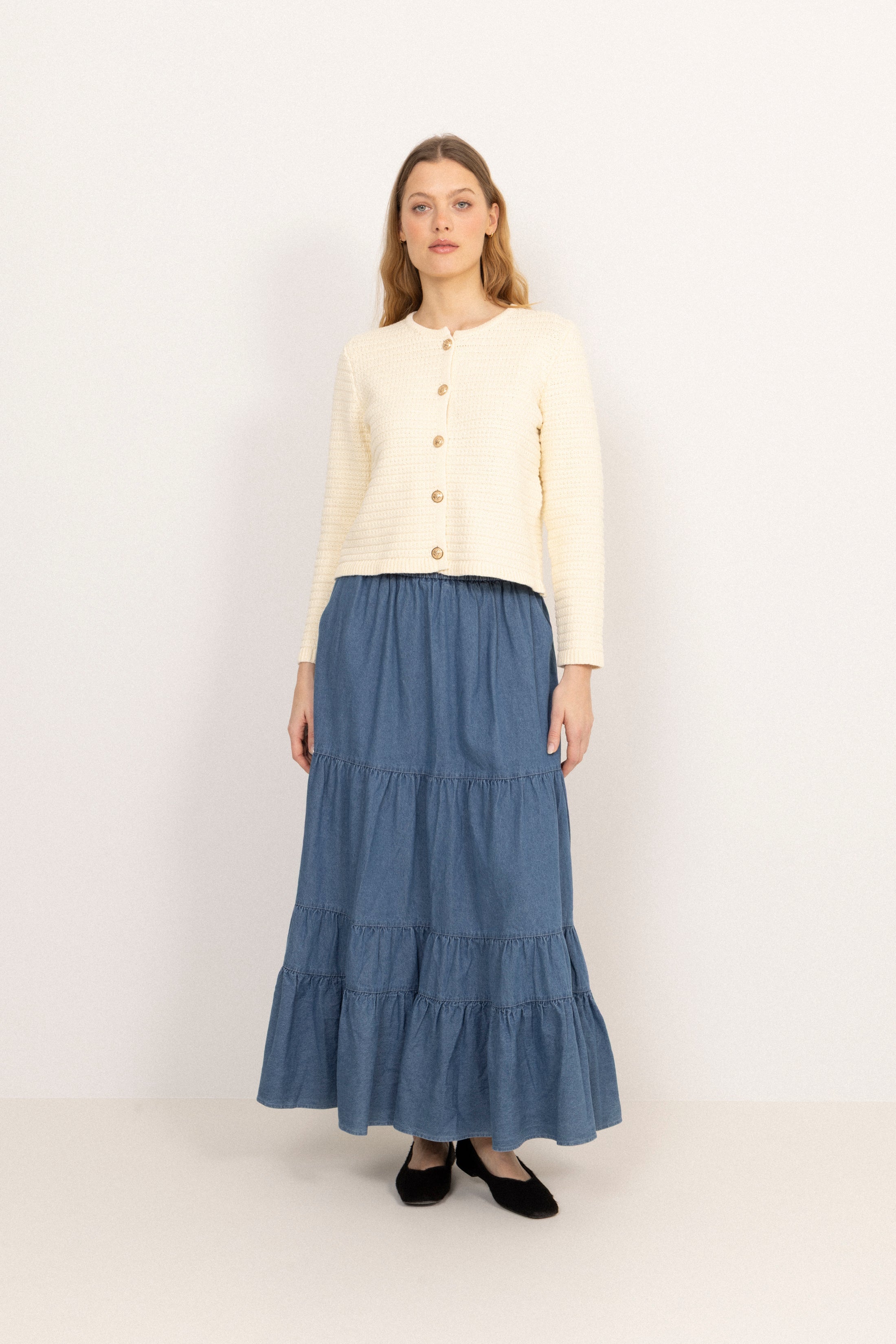 Ellen Denim Maxi Skirt - Blue
