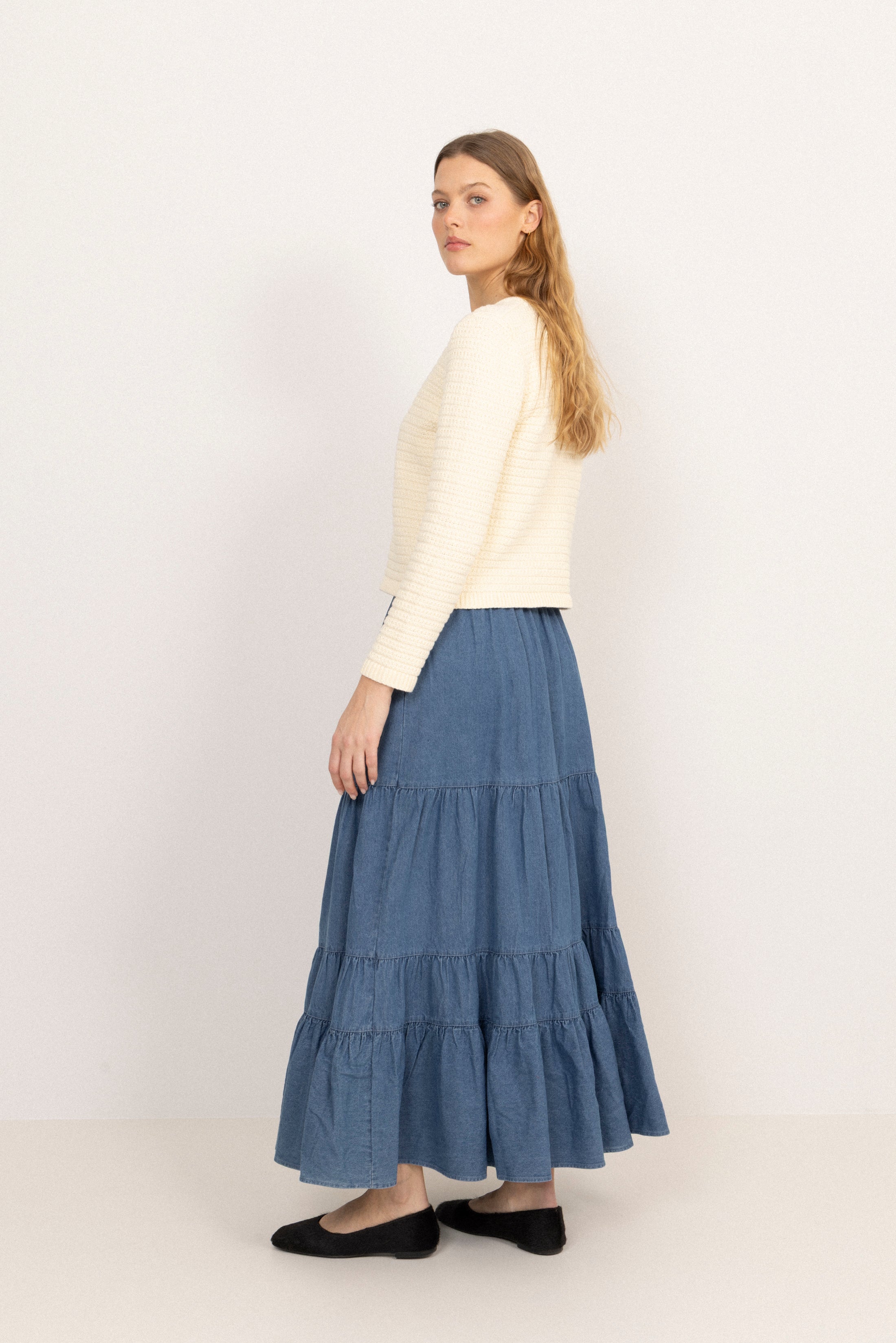 Ellen Denim Maxi Skirt - Blue