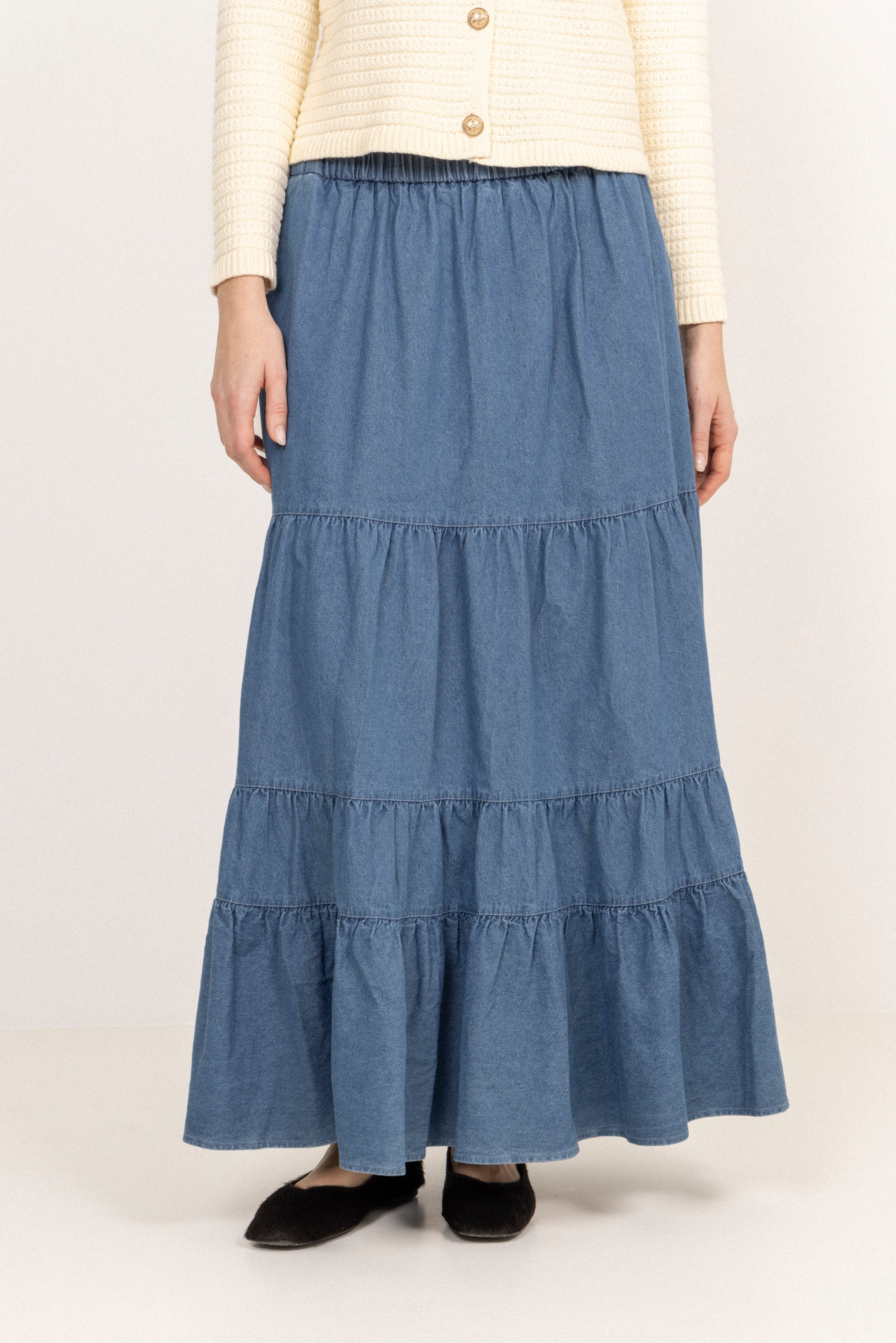 Ellen Denim Maxi Skirt - Blue