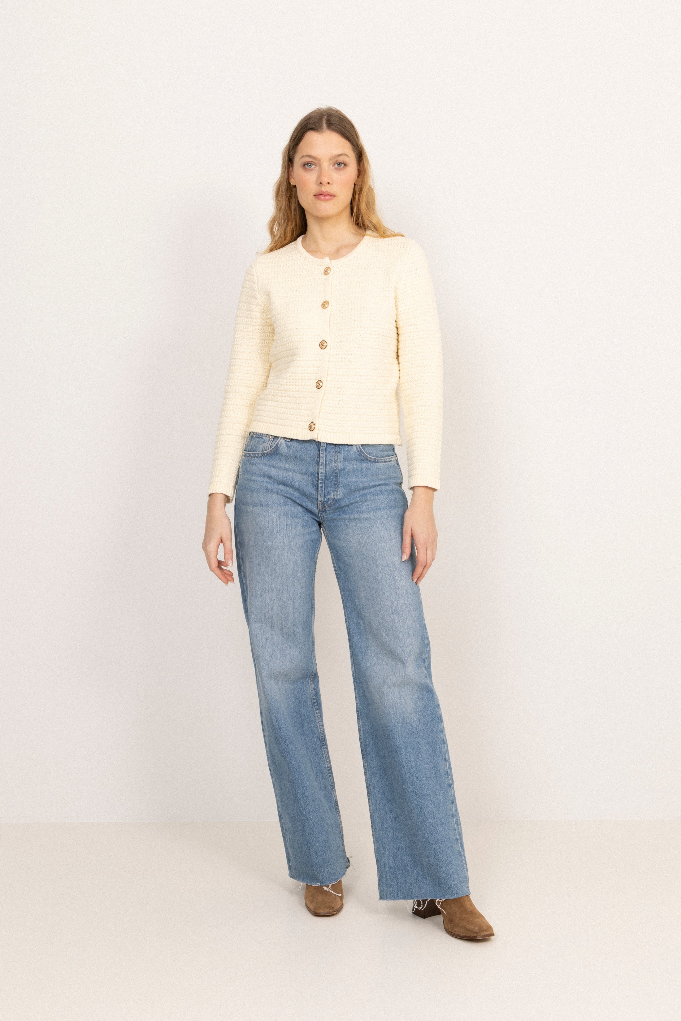 Marie Cotton Knit Cardigan - Off White