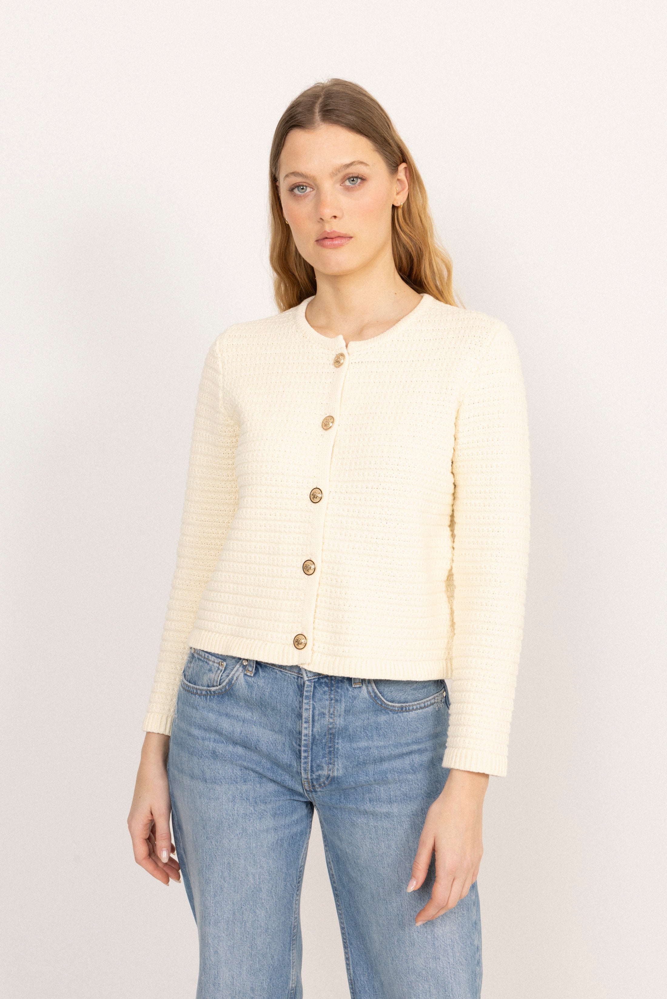 Marie Cotton Knit Cardigan - Off White