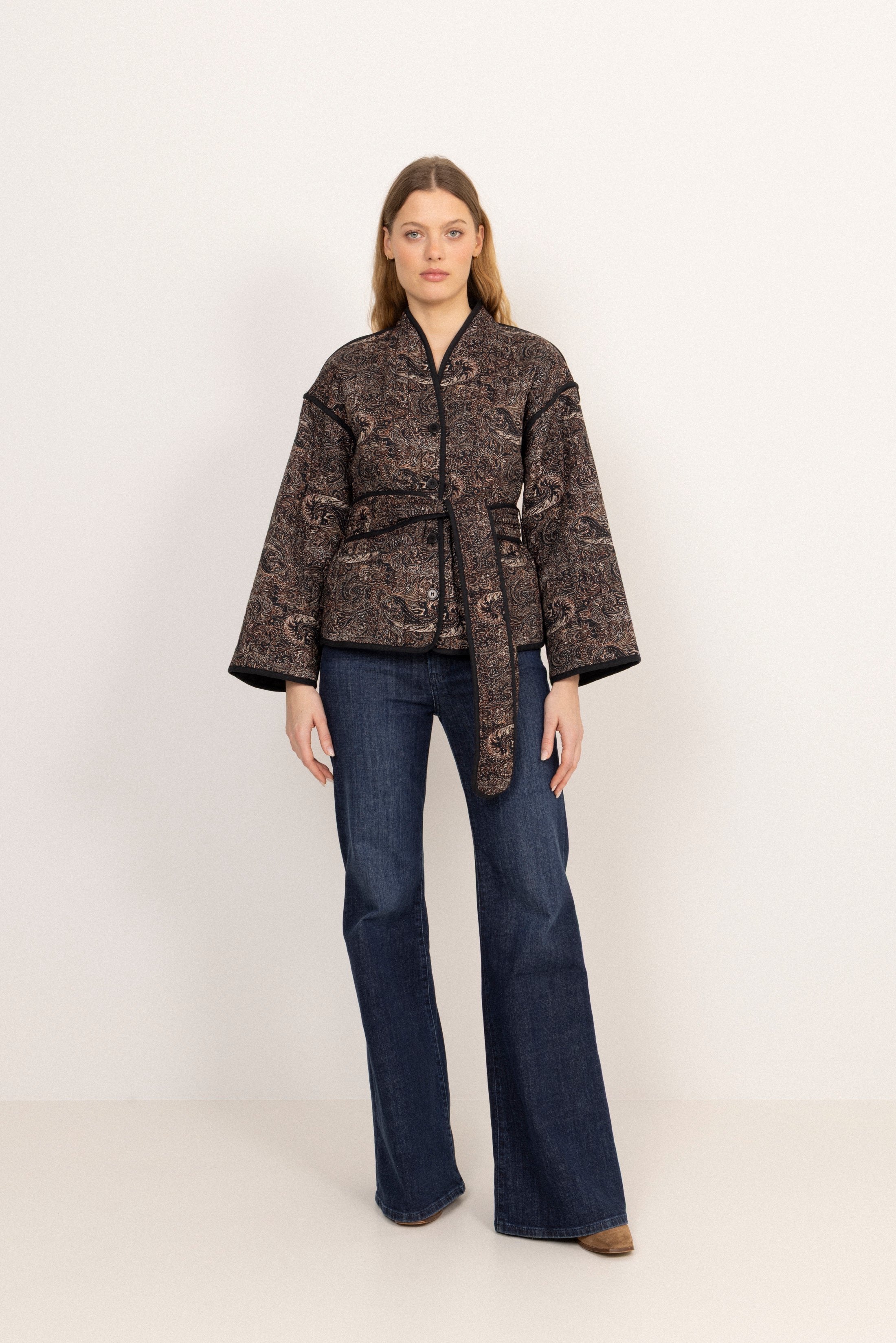Una Quilted B Jacket - Black Paisley