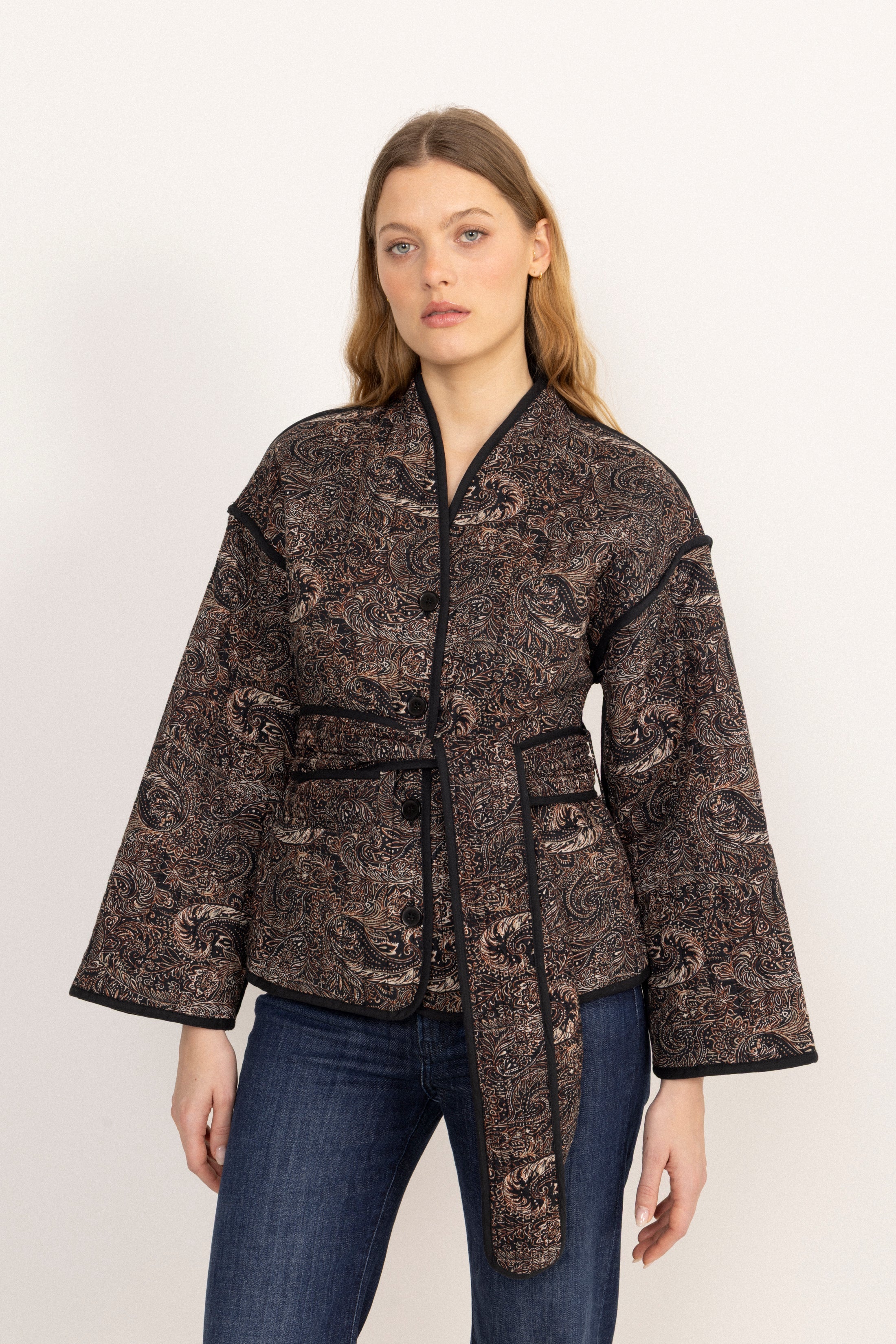 Una Quilted B Jacket - Black Paisley