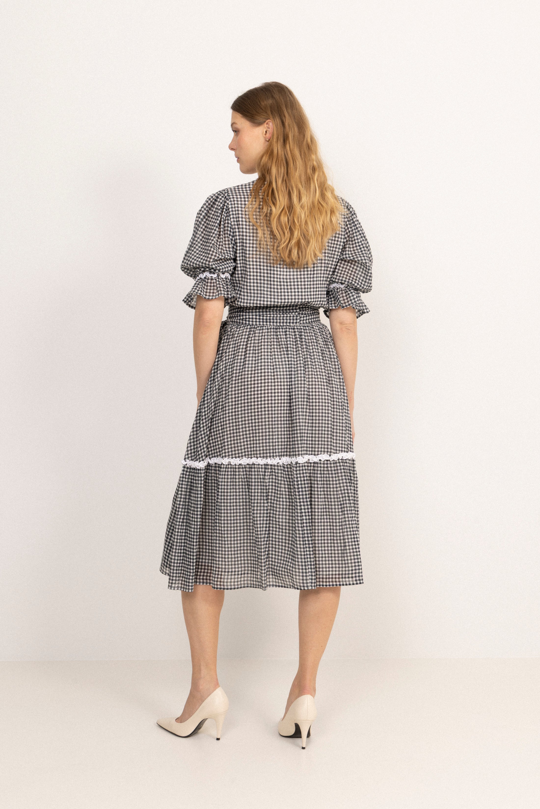 Gertrude Gingham Dress - Black/White