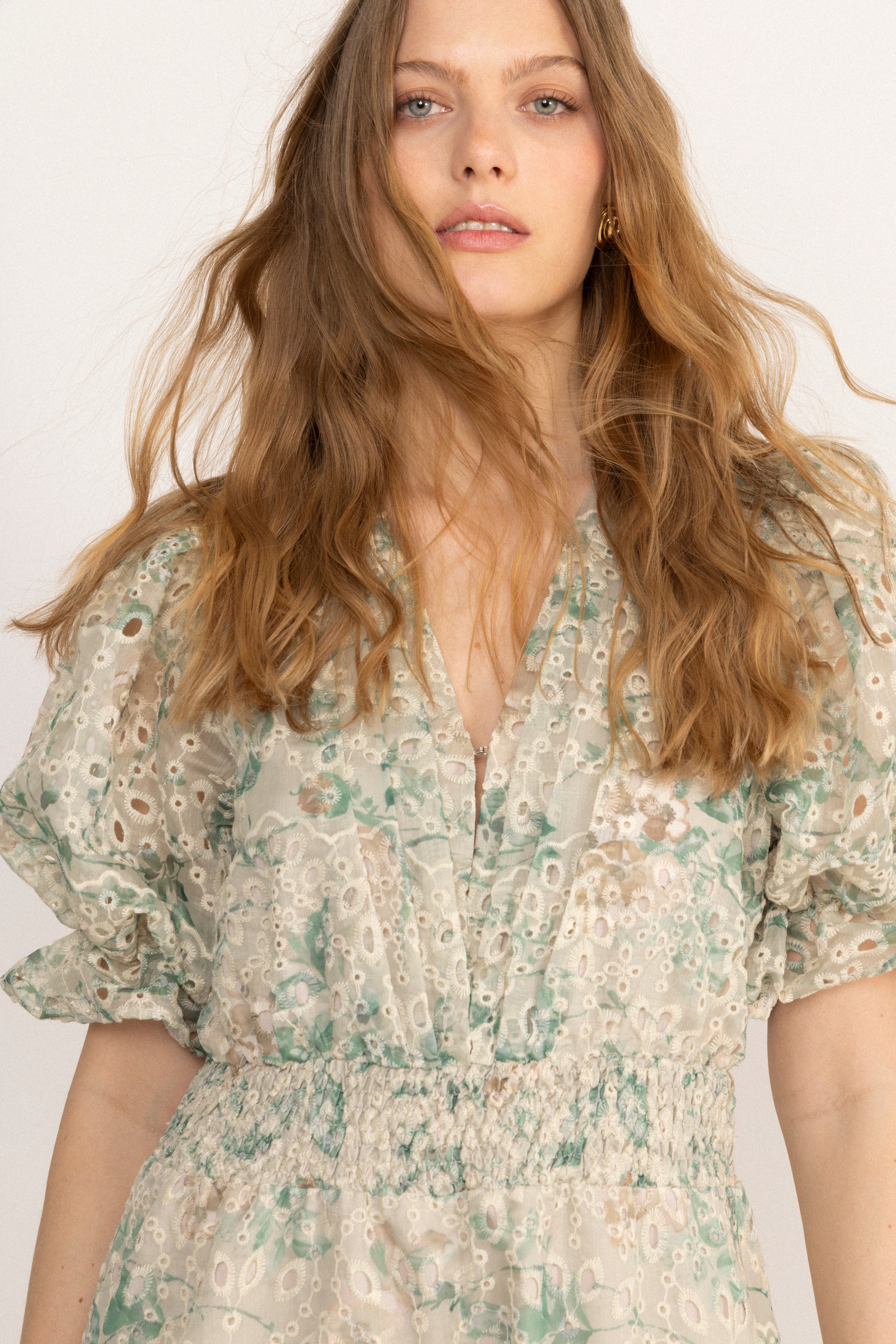 Nanni Fleur Maxi Dress - Green Flower