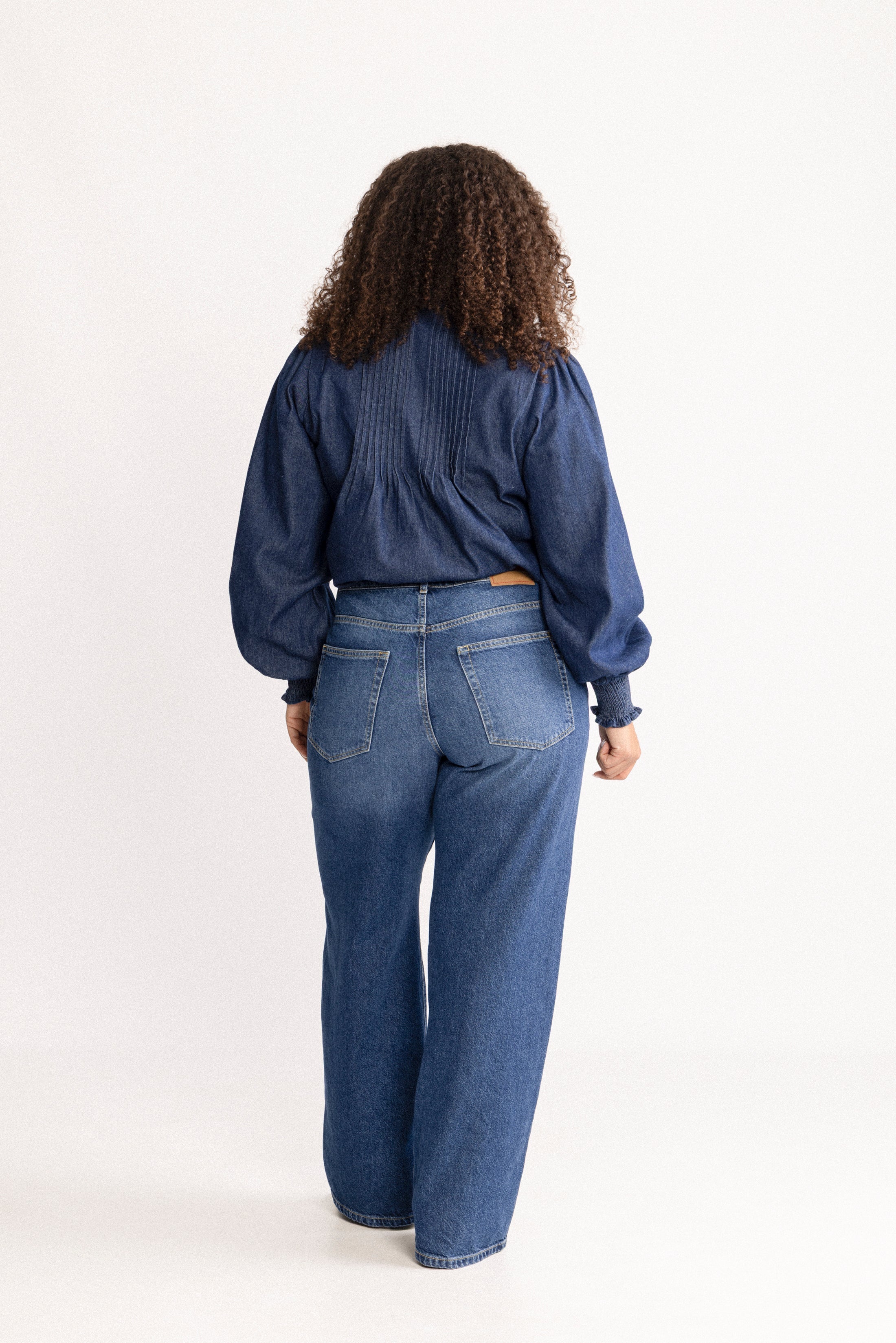 Emma Denim Solid Blouse - Blue