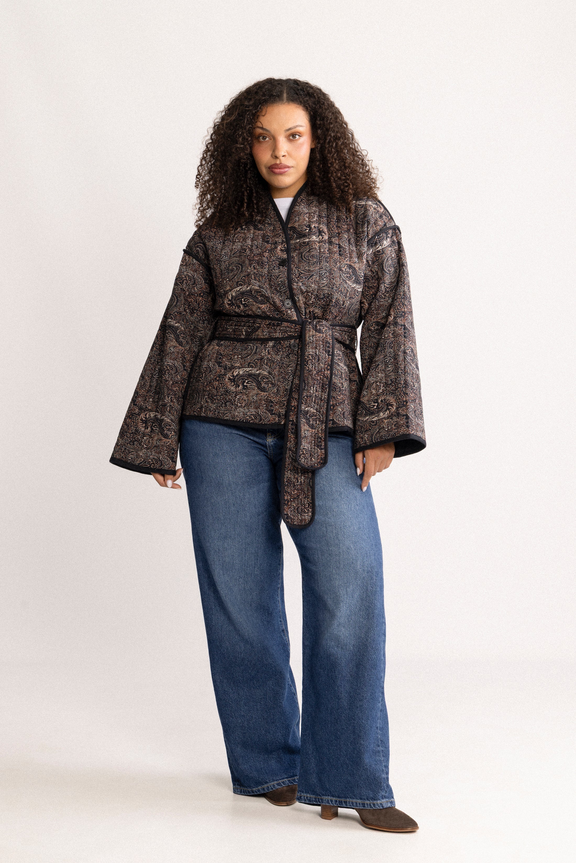 Una Quilted B Jacket - Black Paisley
