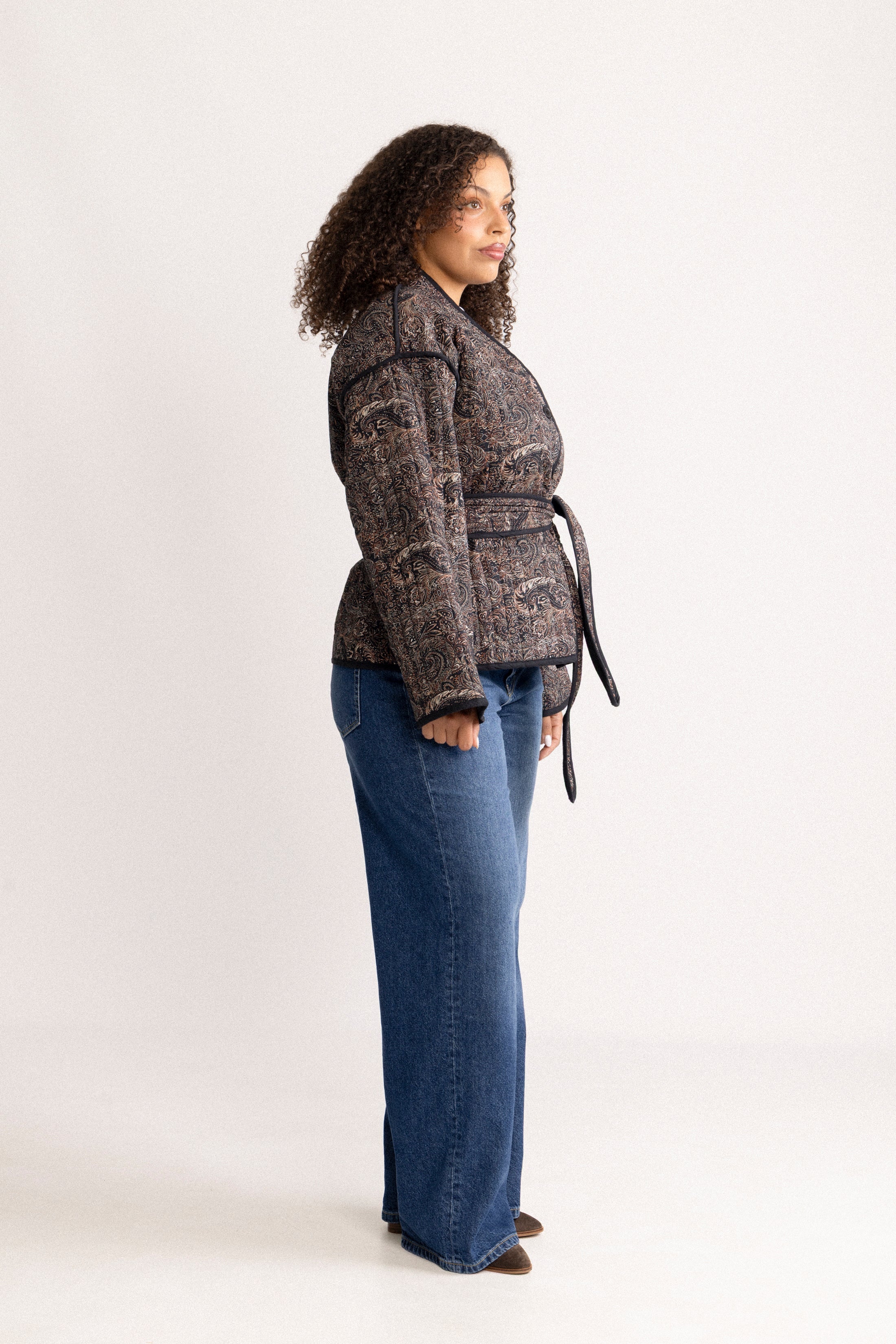 Una Quilted B Jacket - Black Paisley
