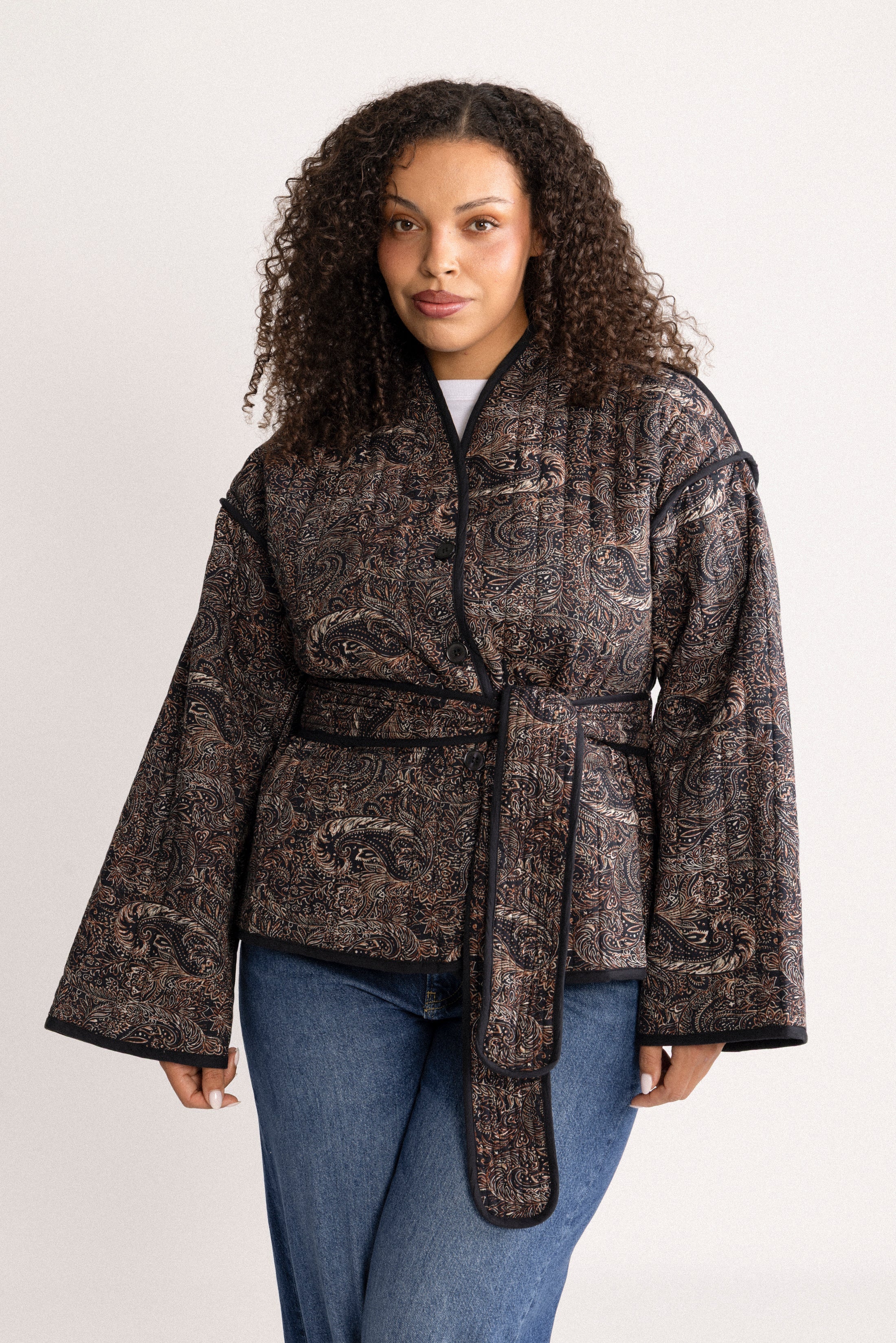 Una Quilted B Jacket - Black Paisley