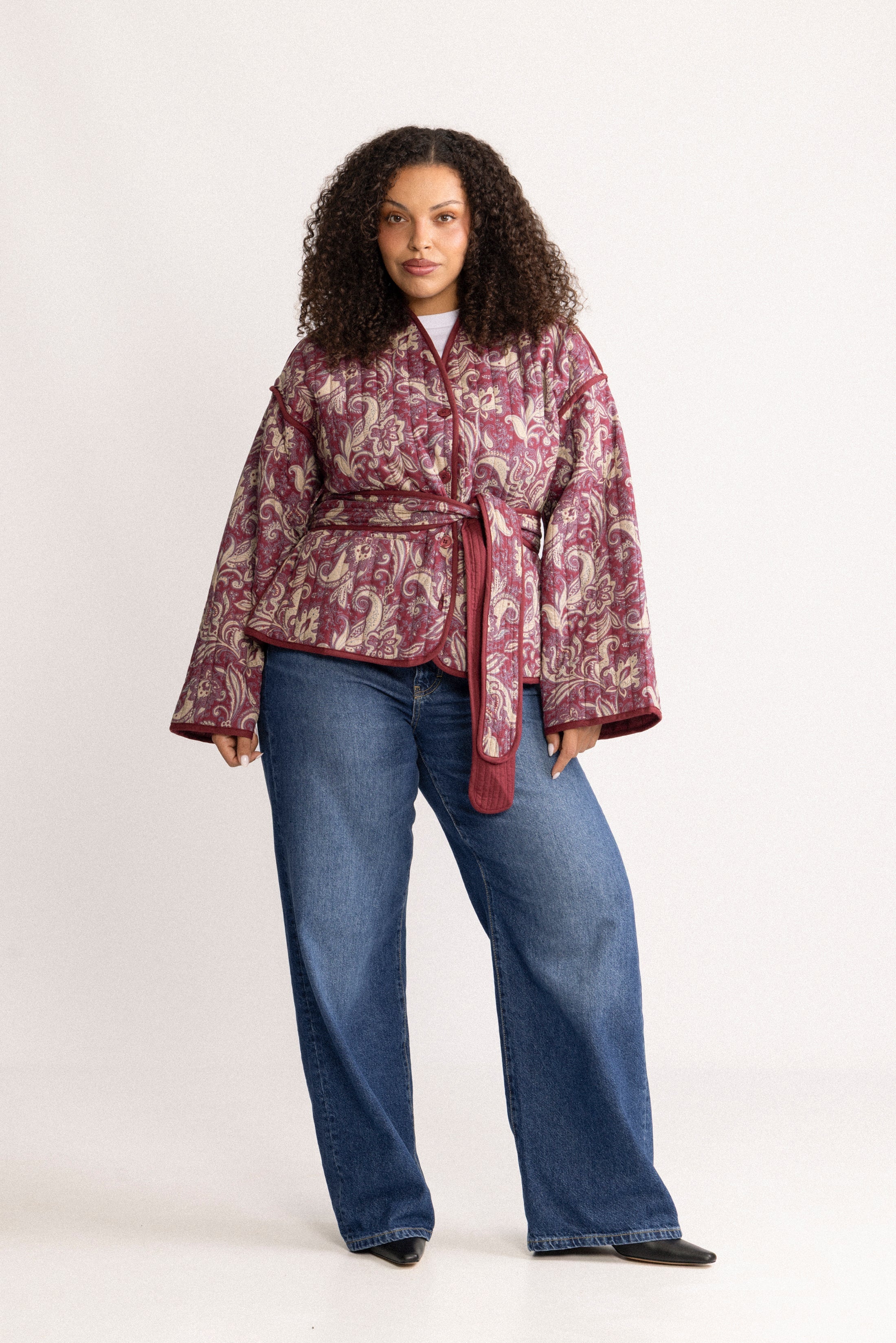 Una Quilted Jacket - Wine Paisley