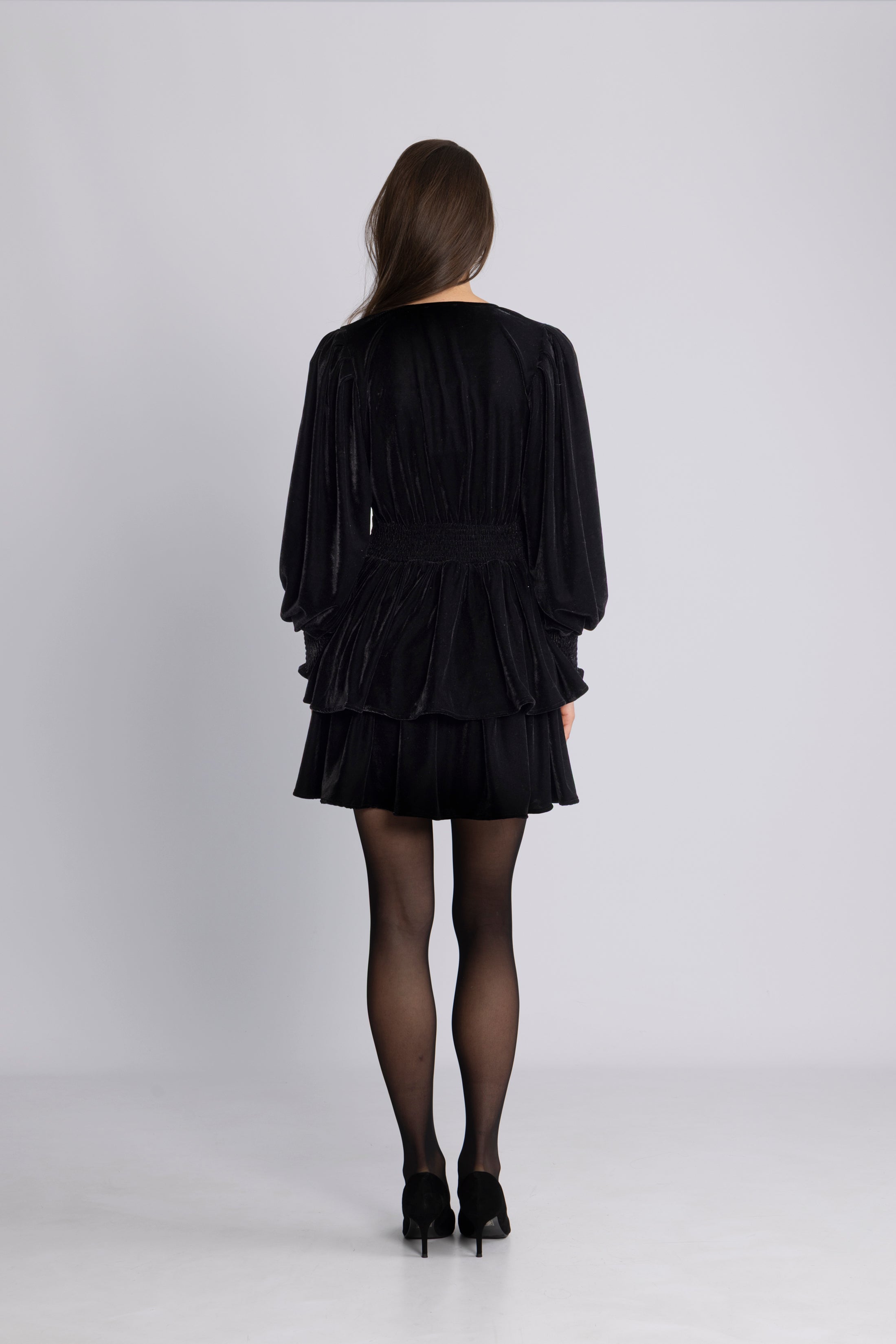 Jade Velvet Solid Dress - Black