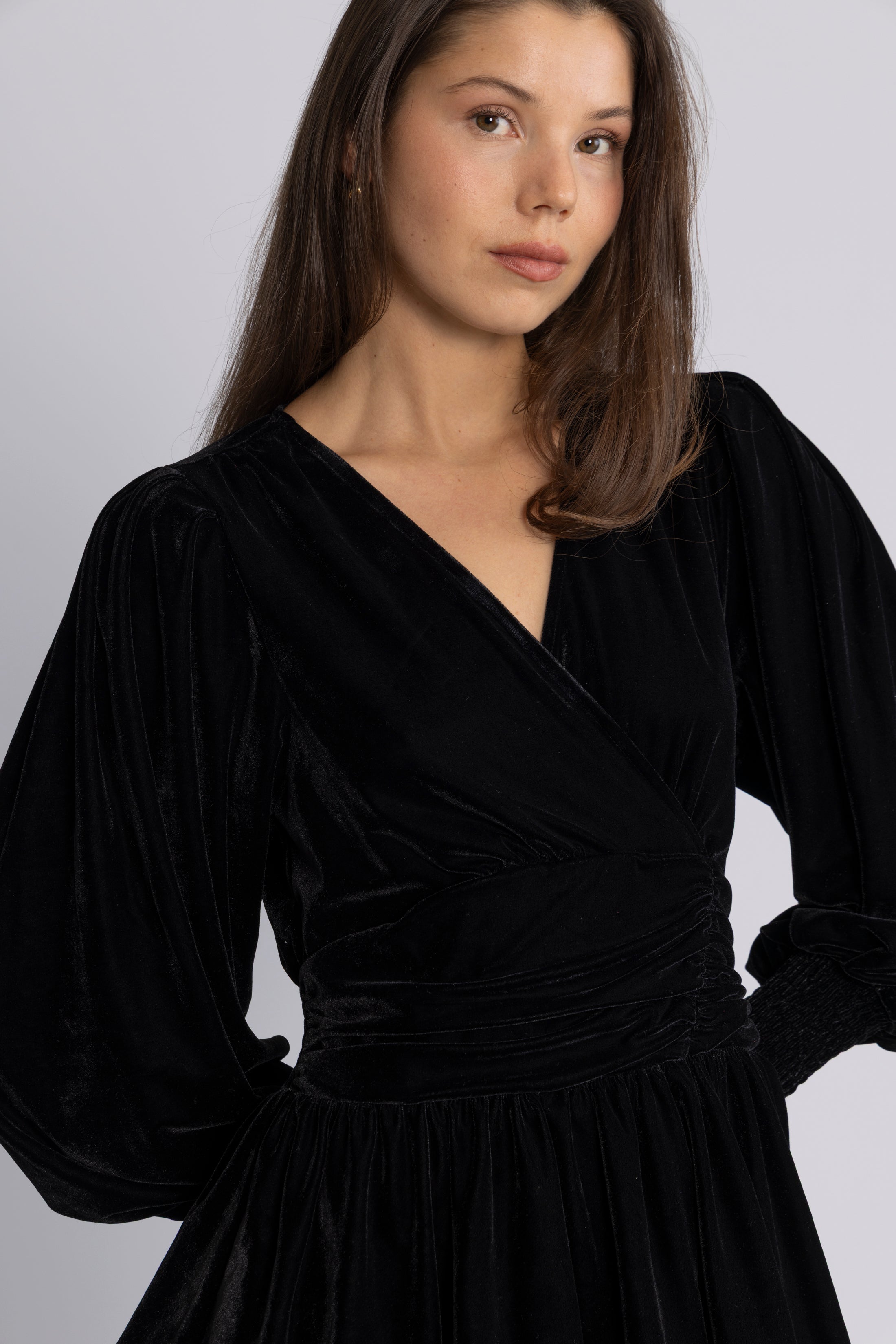 Jade Velvet Solid Dress - Black