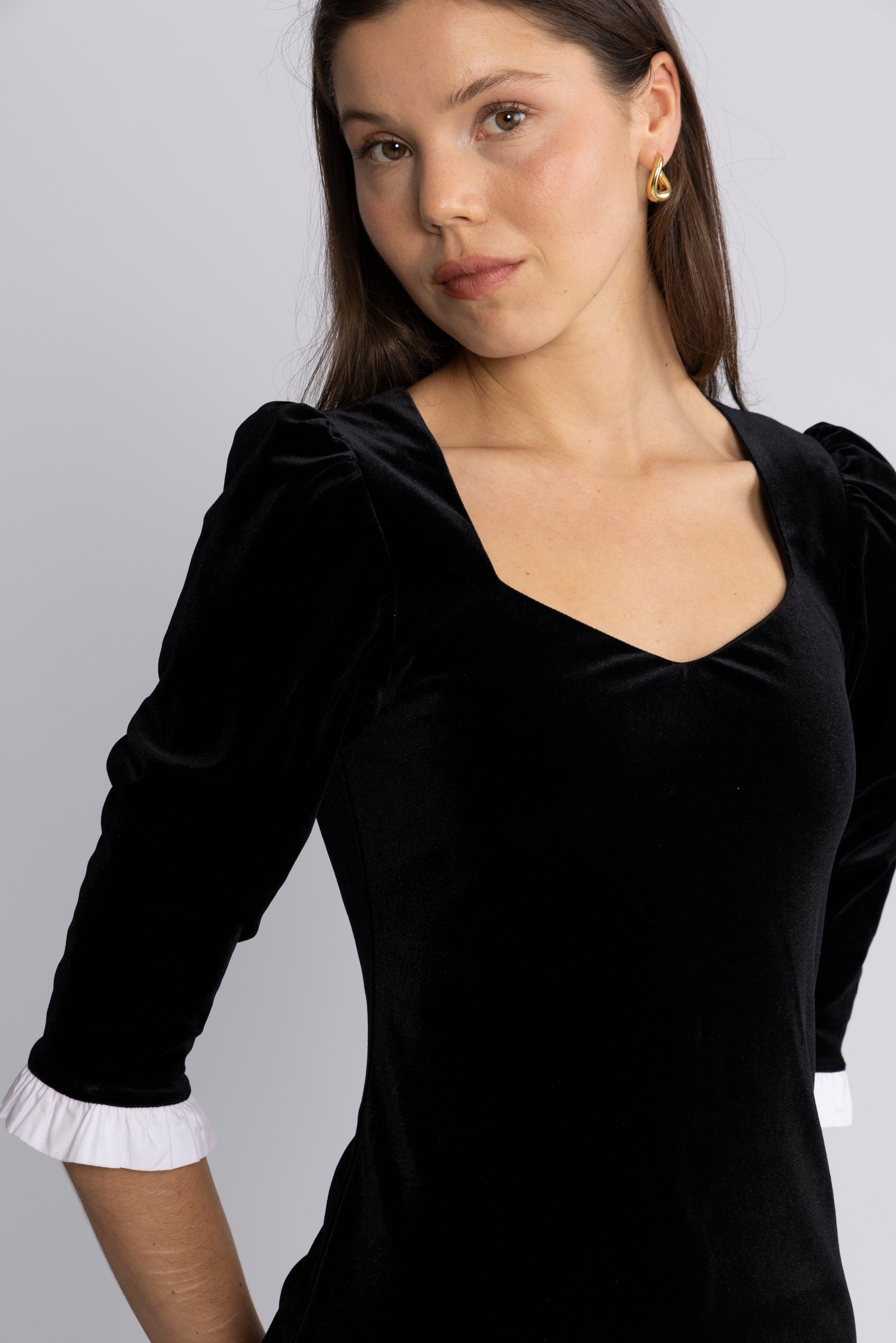 Jean Velvet Mini Dress - Black