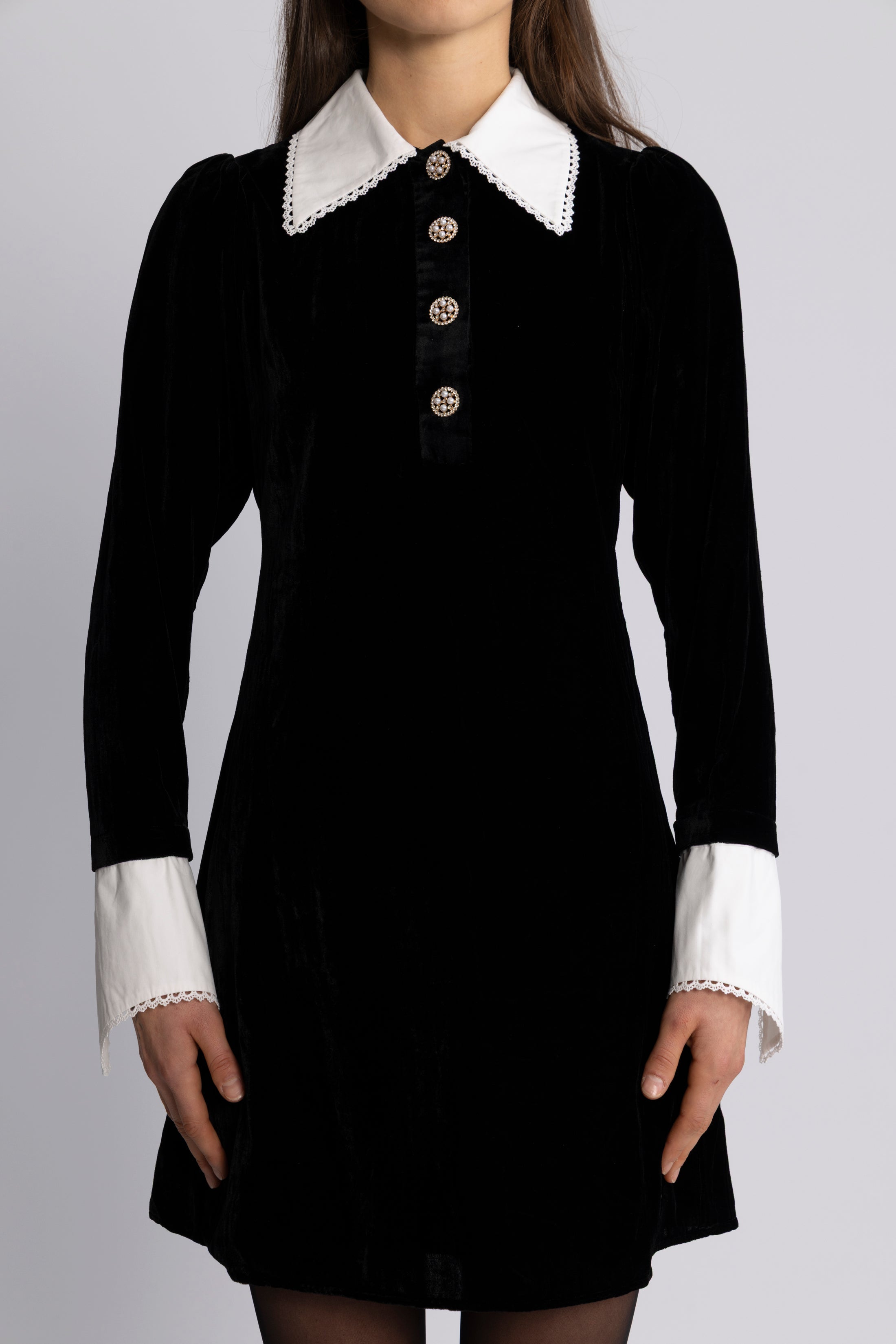 Runa Velvet Mini Dress - Black