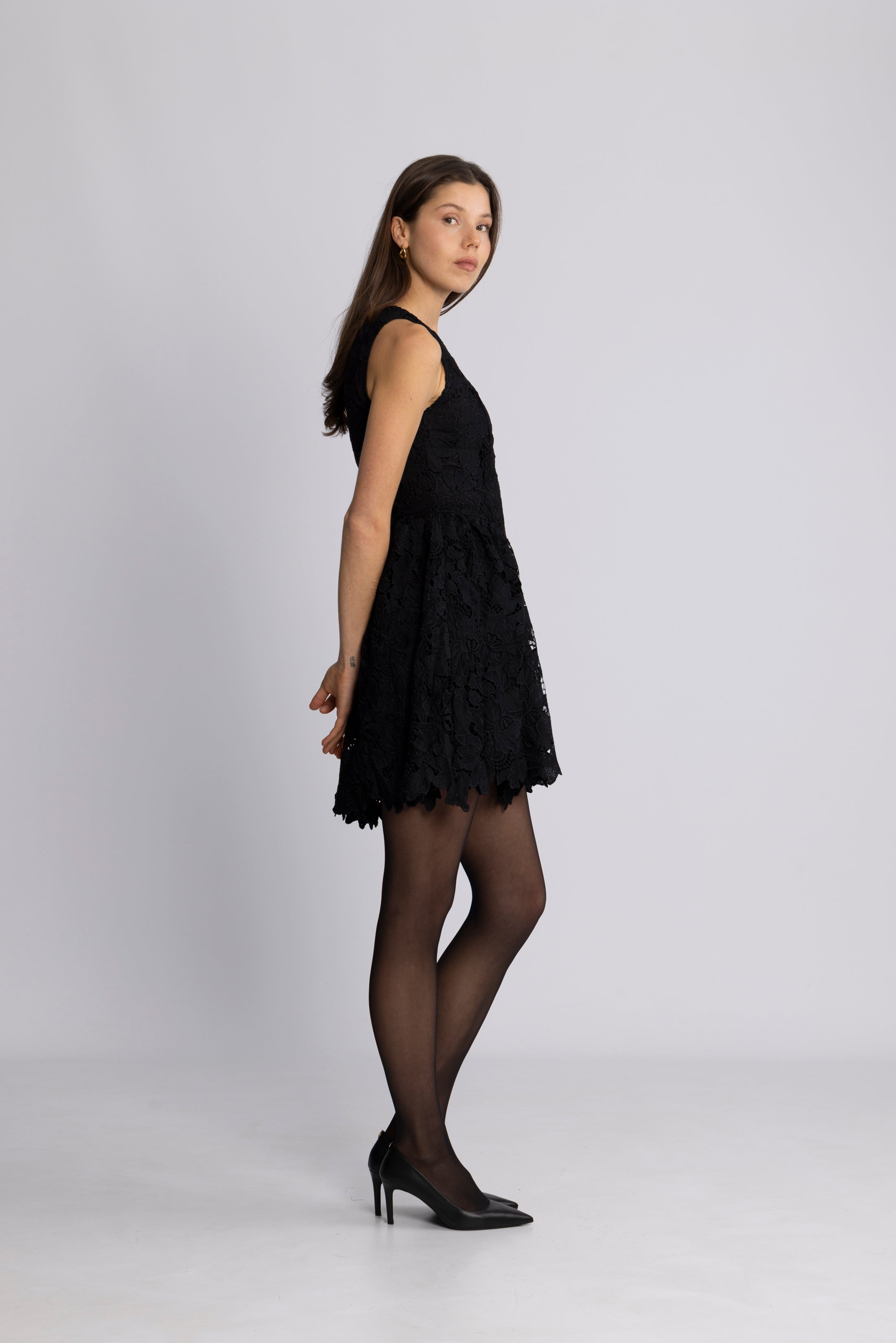 Milly Lace Mini Dress - Black