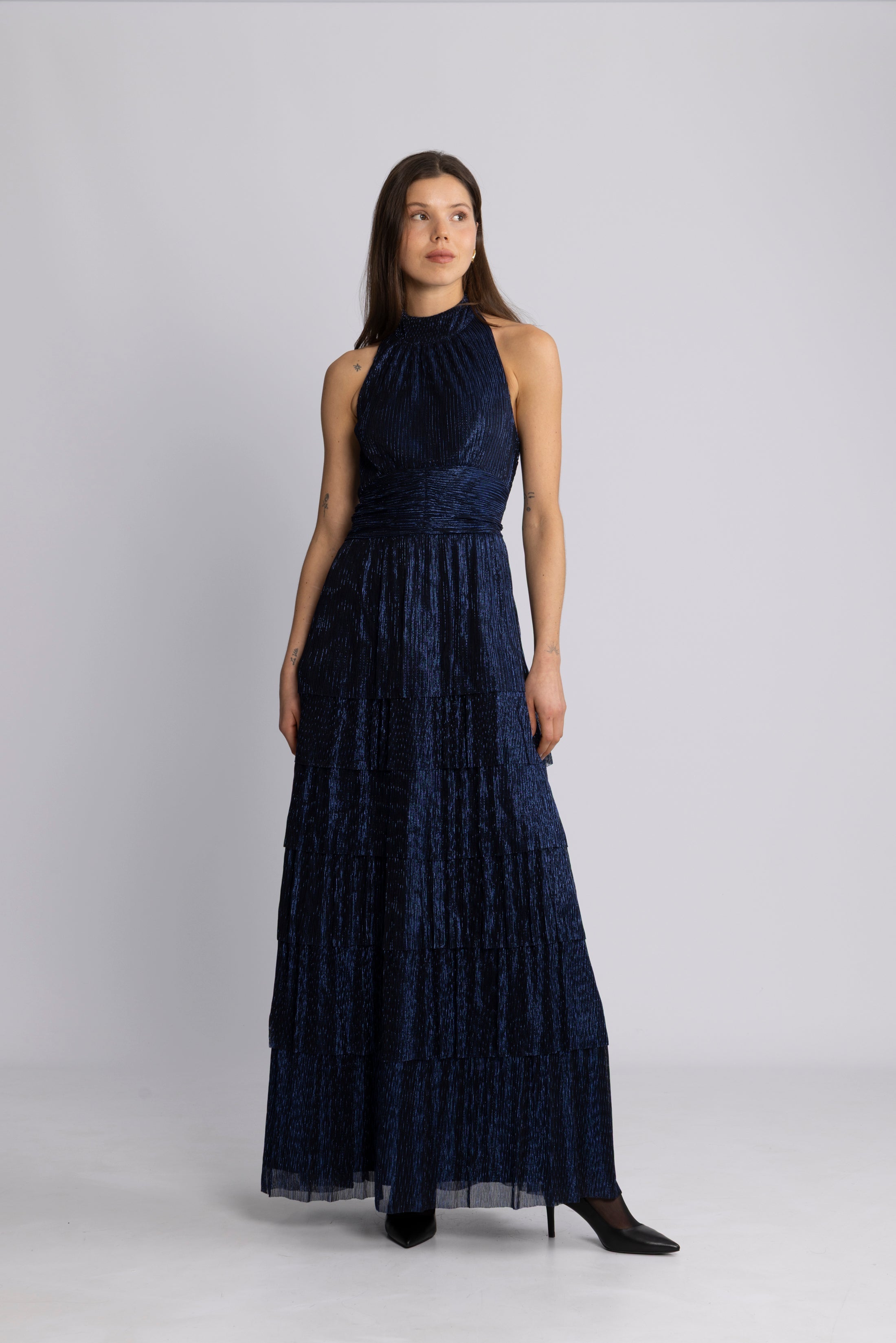 Ingalu Plisse Dress - Navy