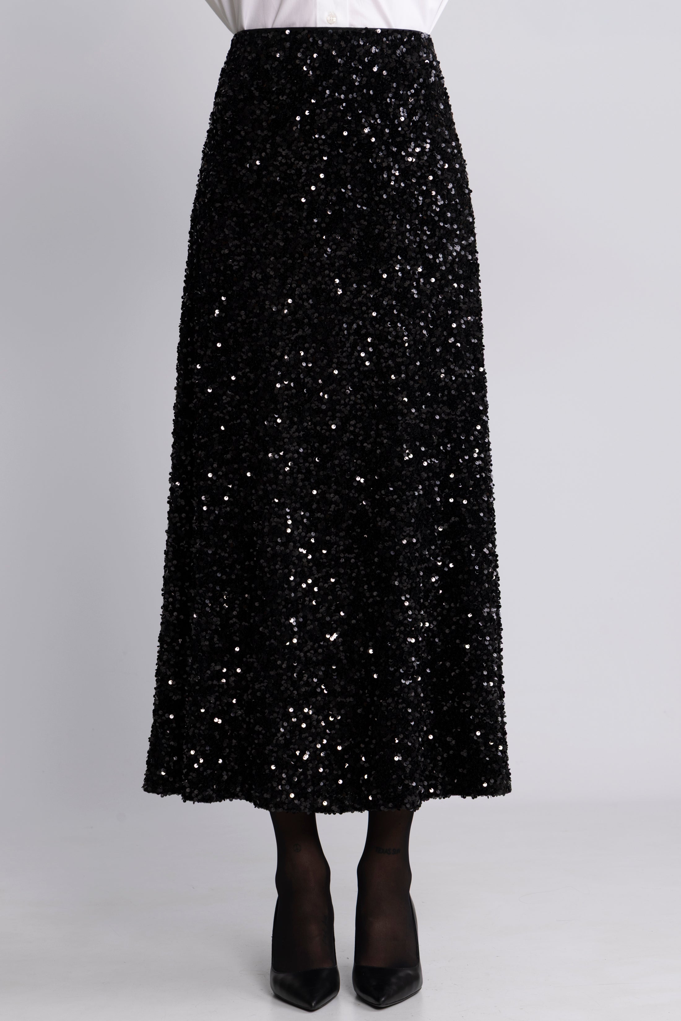 Alva Maxi Sequin Skirt - Black