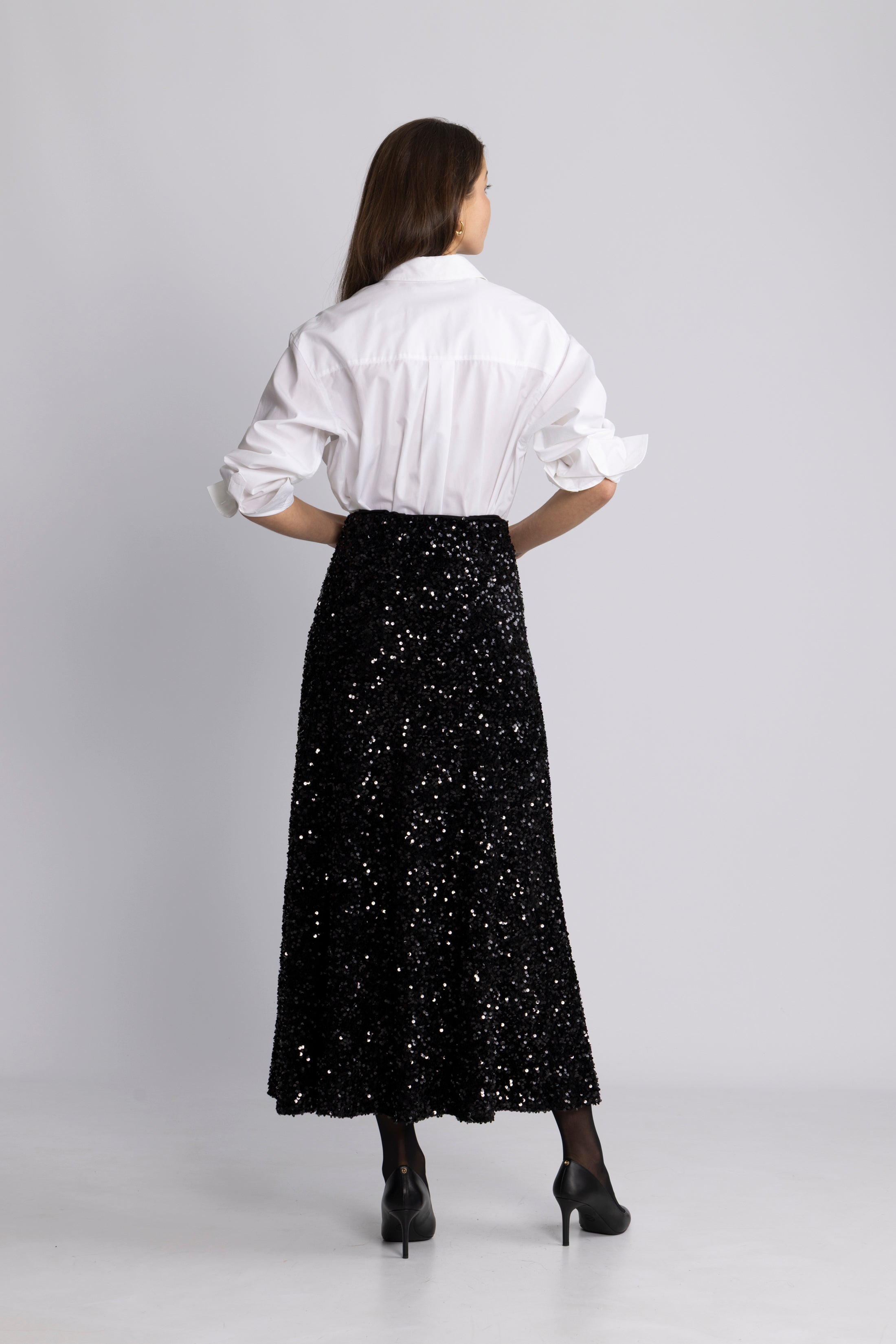 Alva Maxi Sequin Skirt - Black