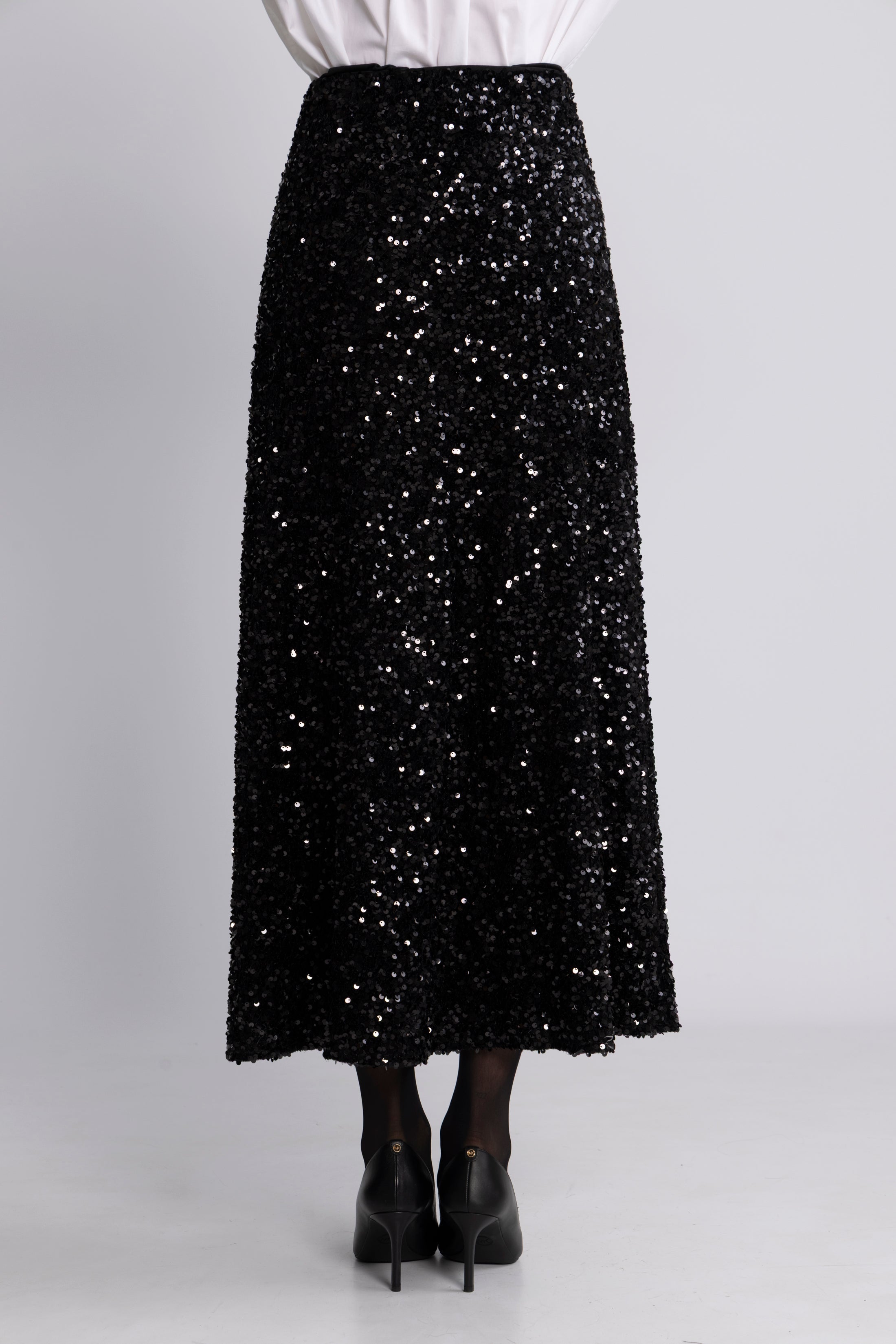 Alva Maxi Sequin Skirt - Black