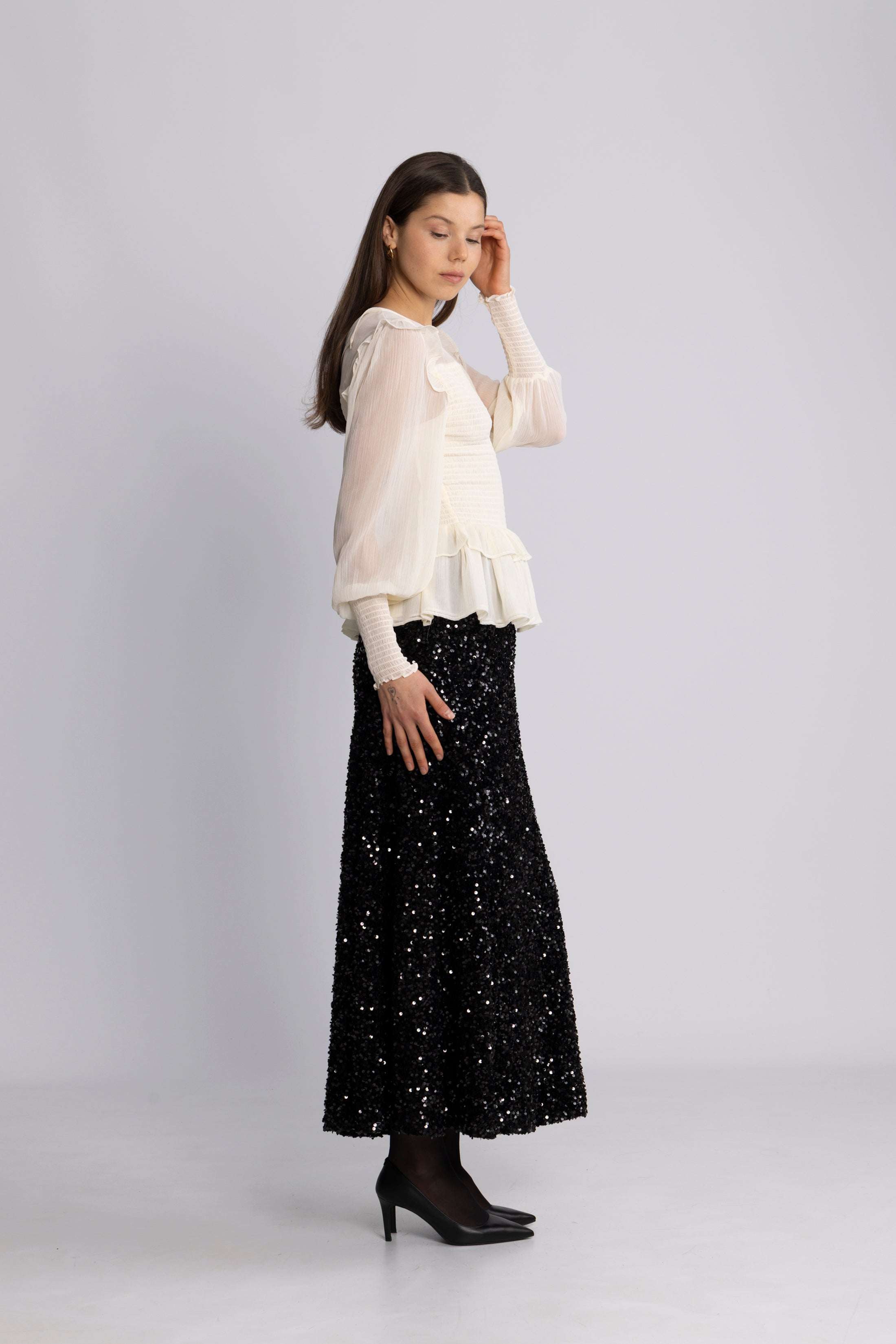 Nanna Chiffon Smock Blouse - Creme