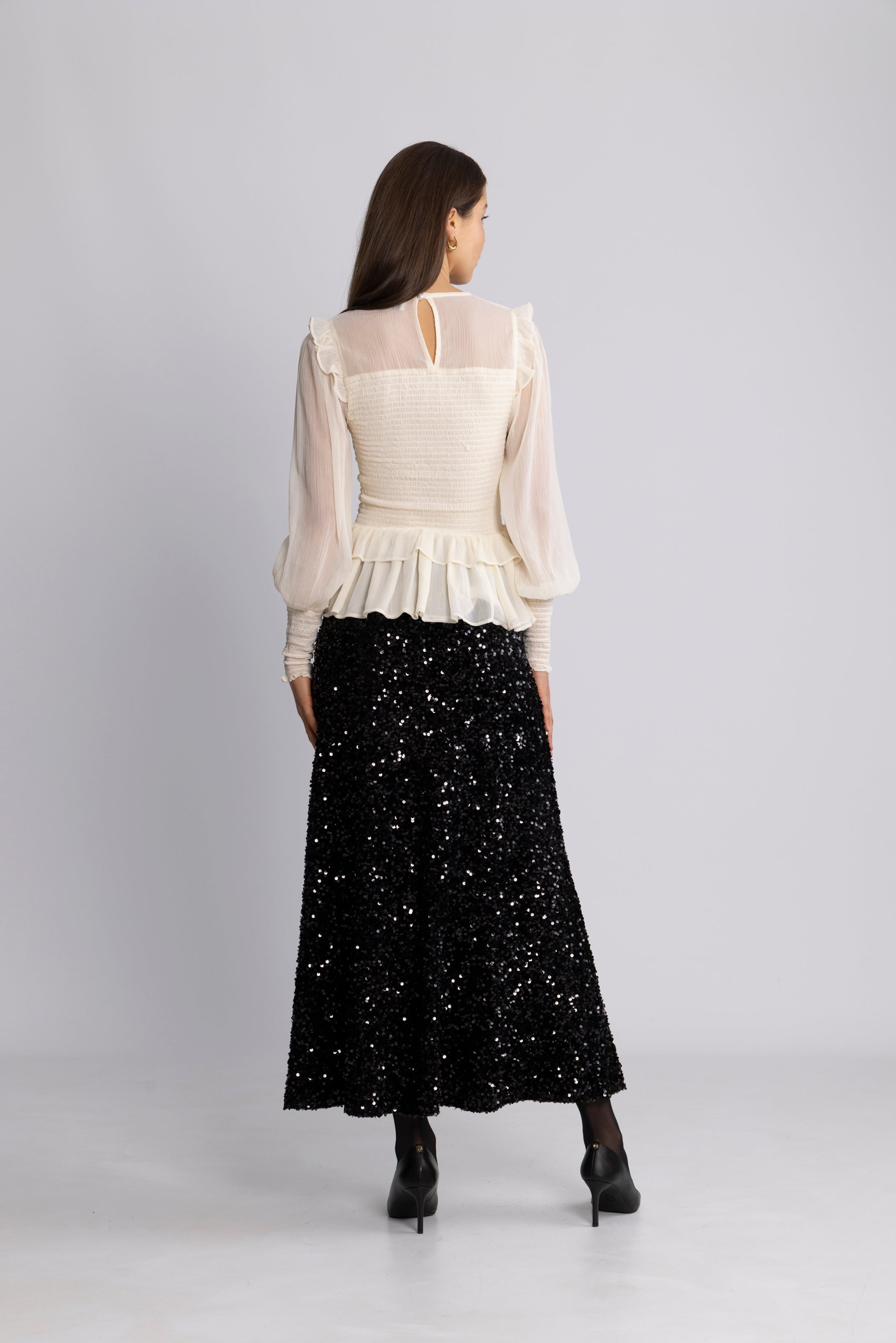 Nanna Chiffon Smock Blouse - Creme