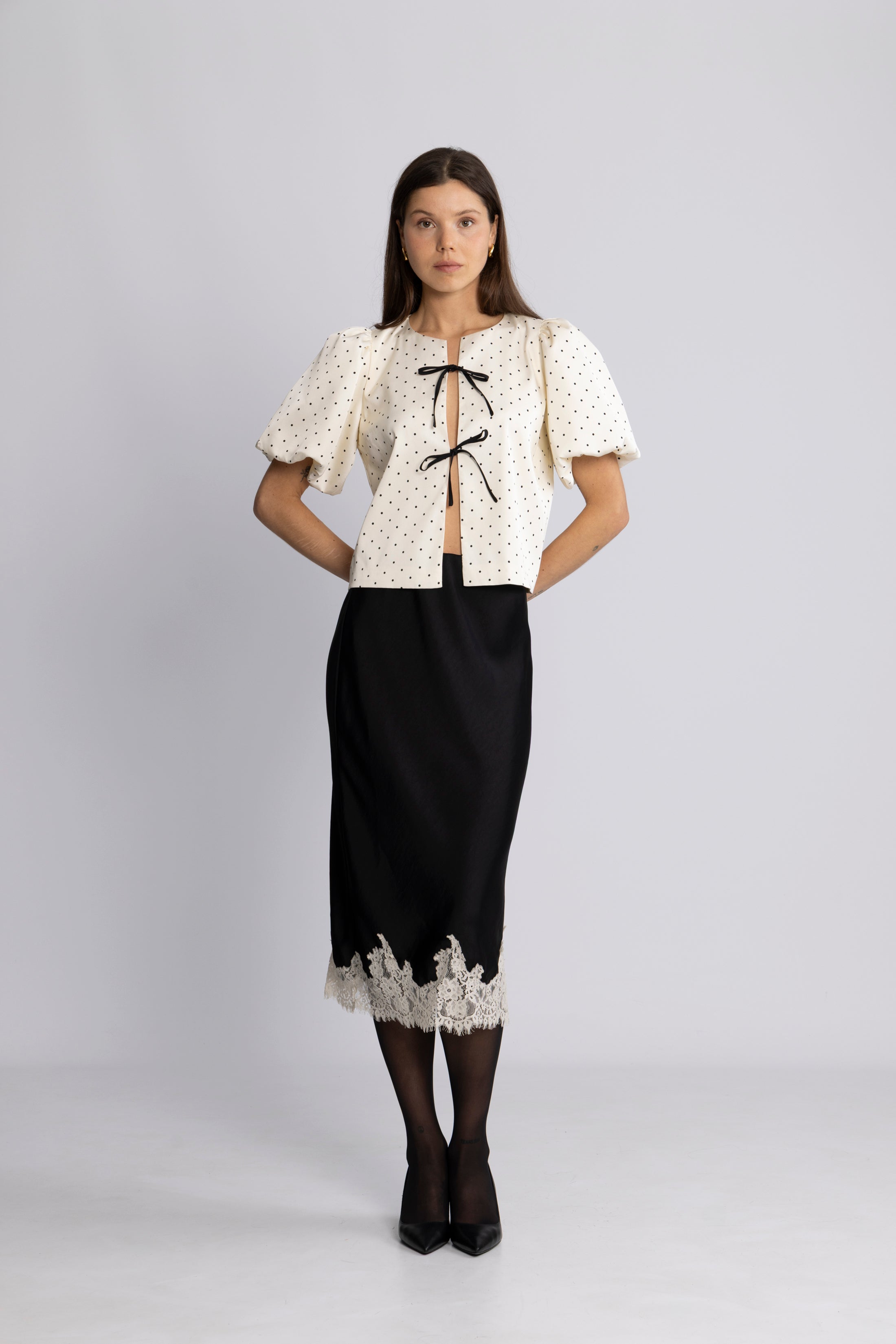 Stinalill Satin Lace Skirt - Black