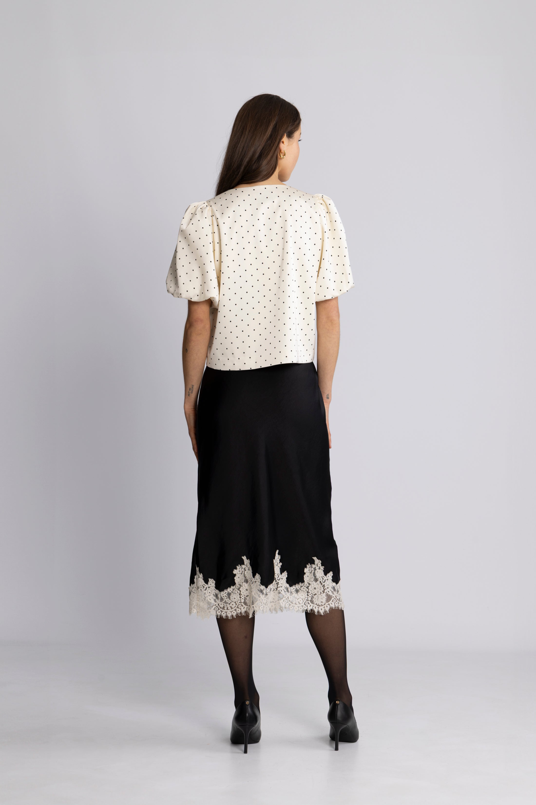 Stinalill Satin Lace Skirt - Black