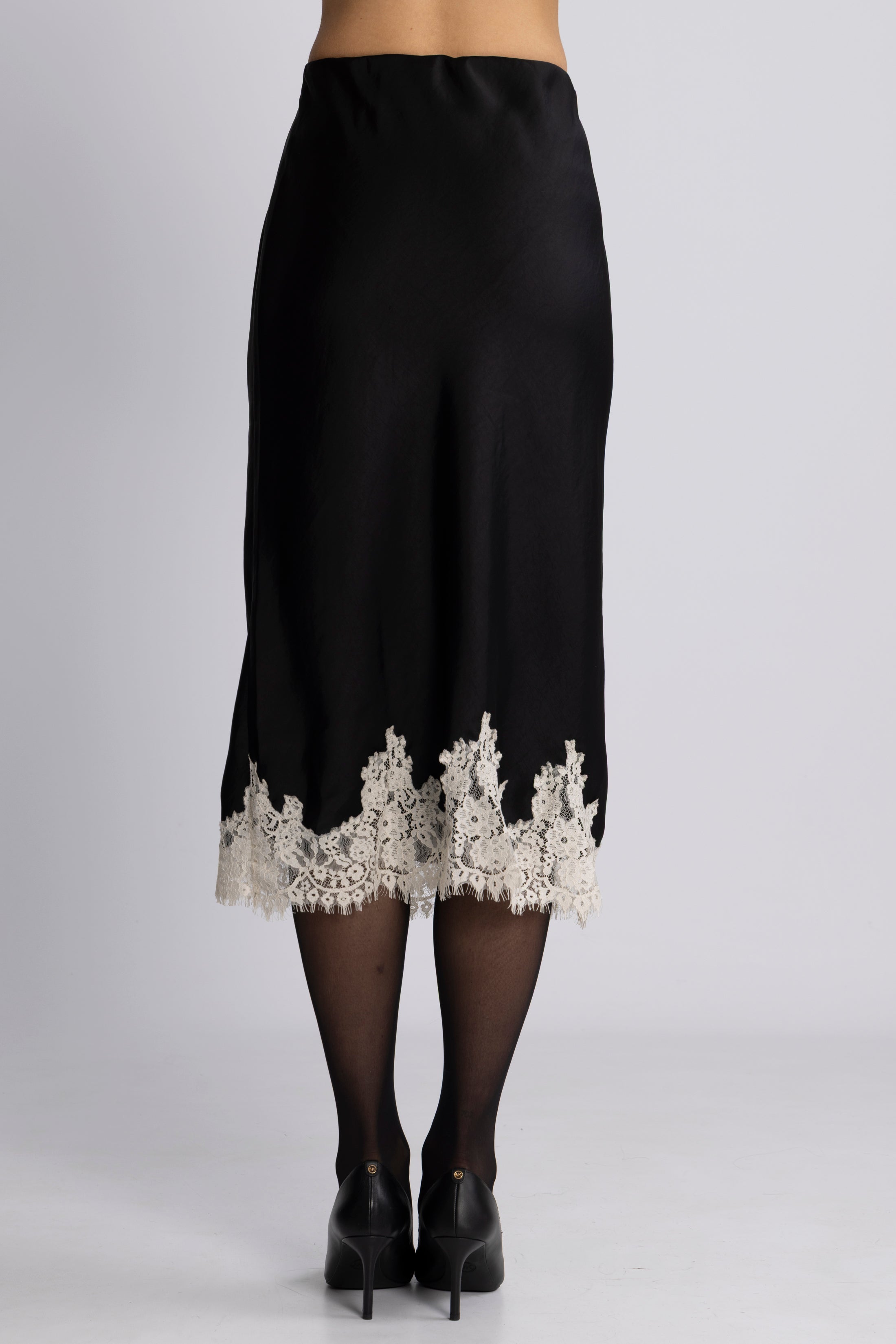 Stinalill Satin Lace Skirt - Black