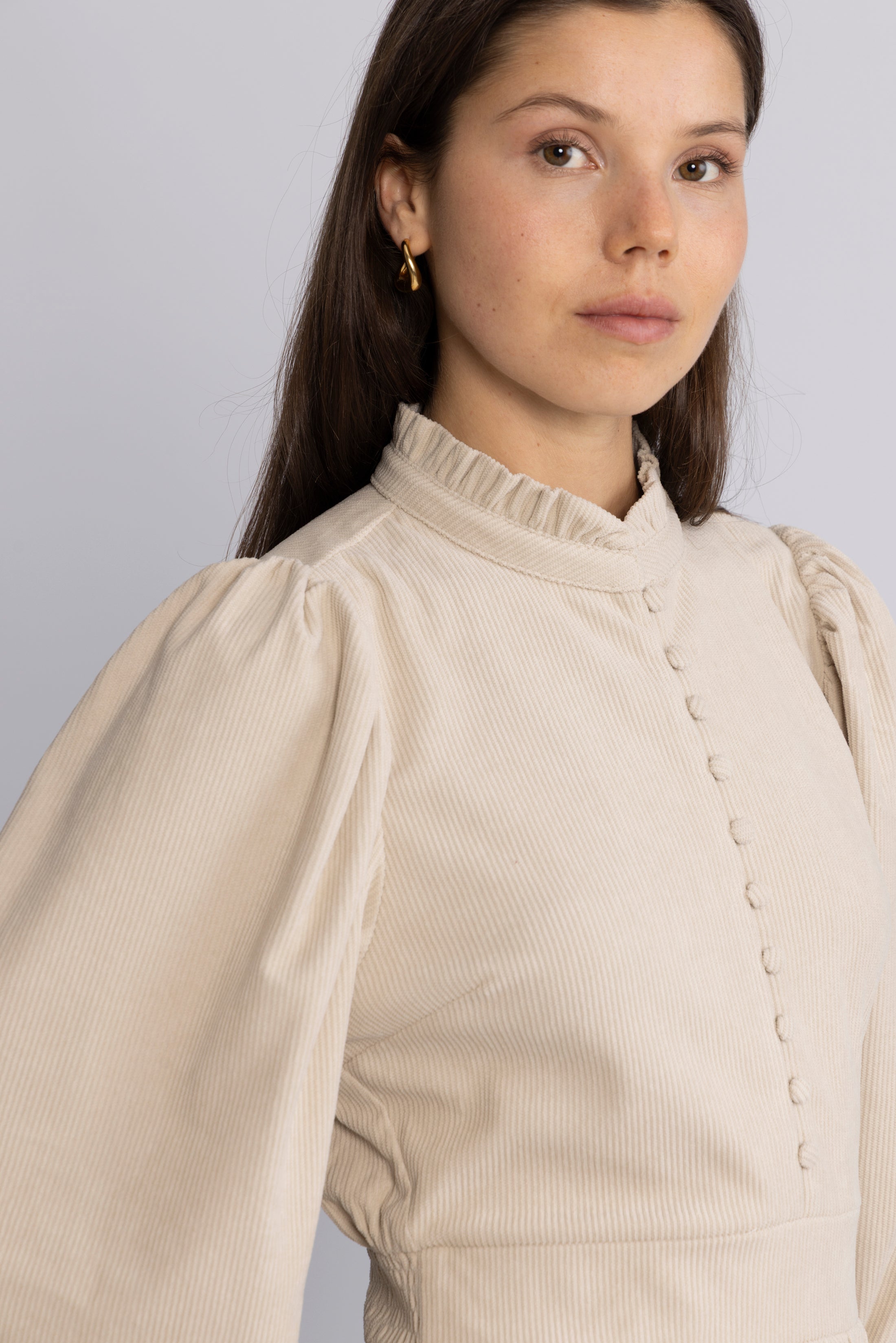 Liv Cord Solid Dress - Creme