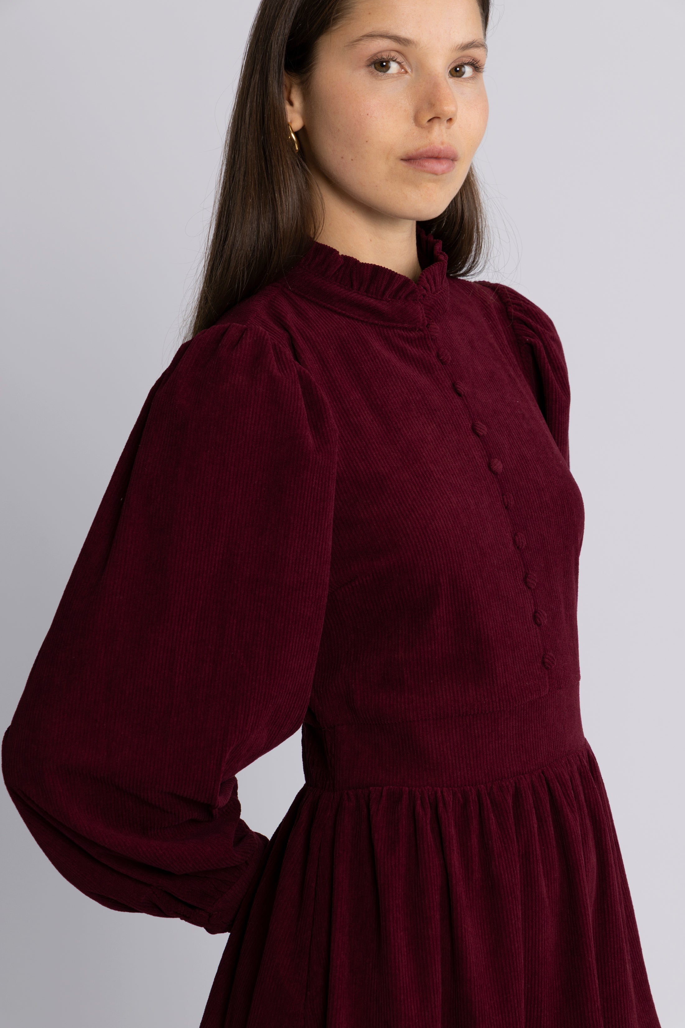 Liv Cord Solid Dress - Wine