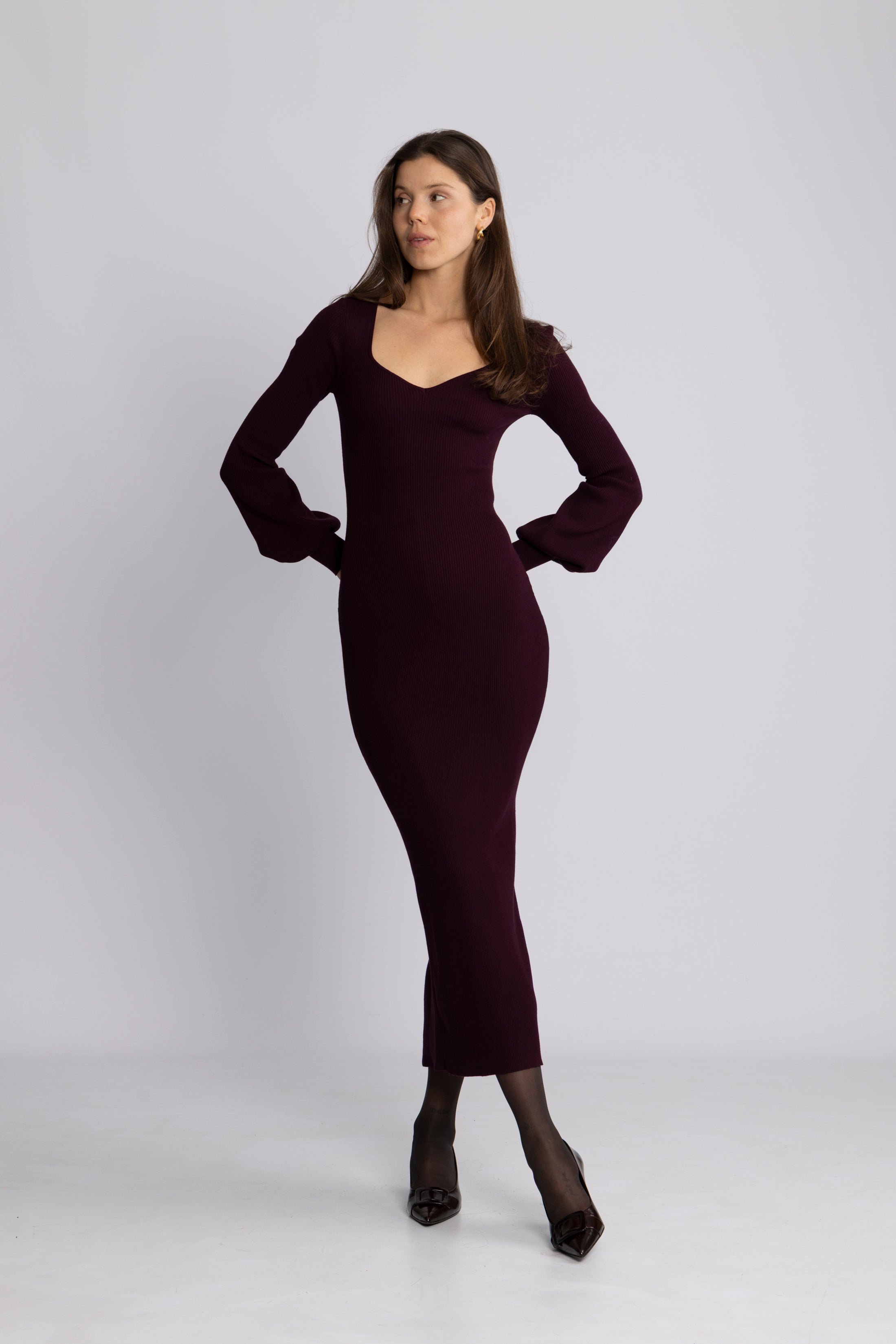 Janet Knit Dress - Burgundy