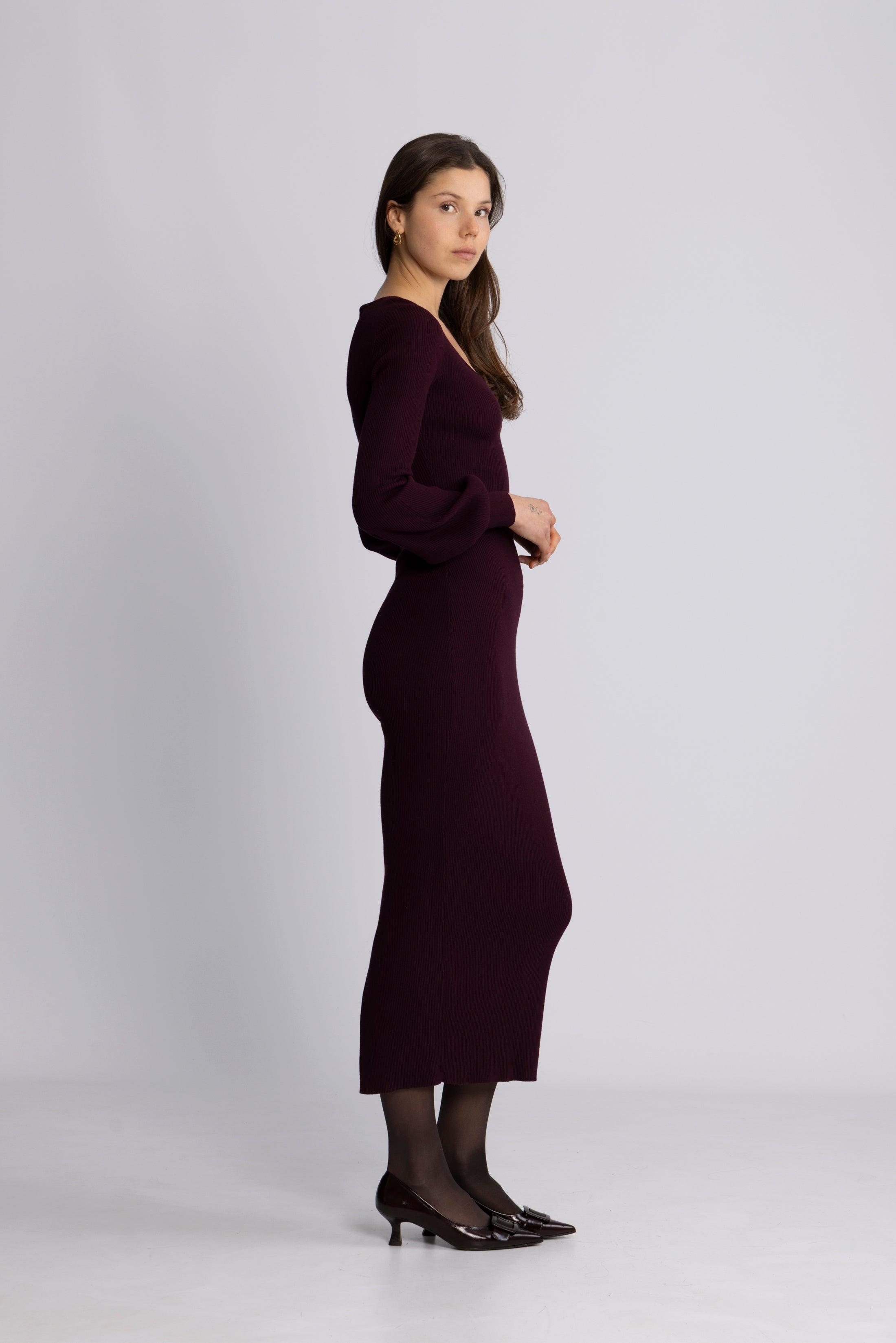 Janet Knit Dress - Burgundy
