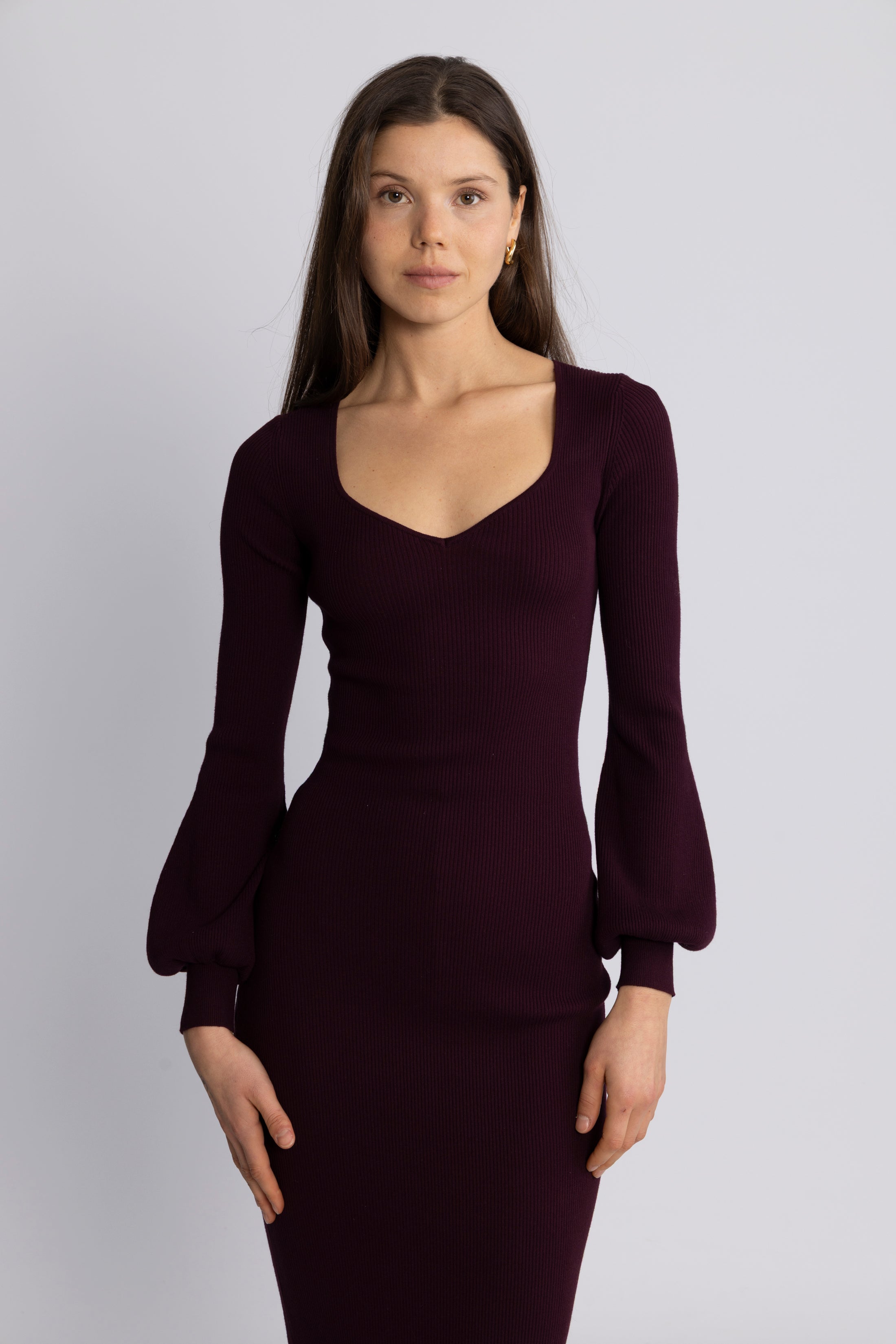 Janet Knit Dress - Burgundy
