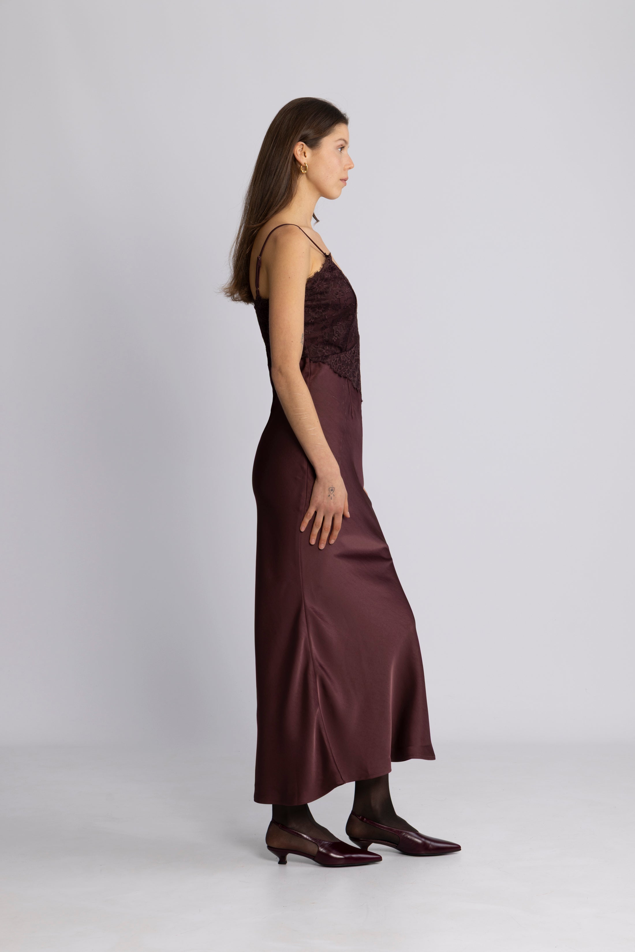 Signi Slip Satin Dress - Bordeaux