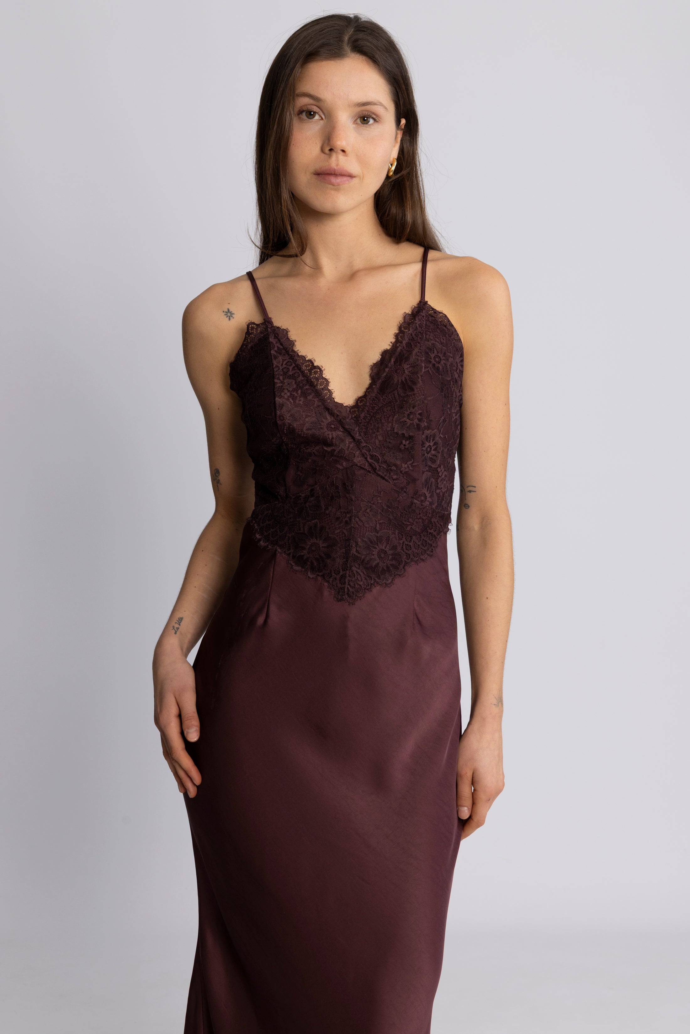 Signi Slip Satin Dress - Bordeaux