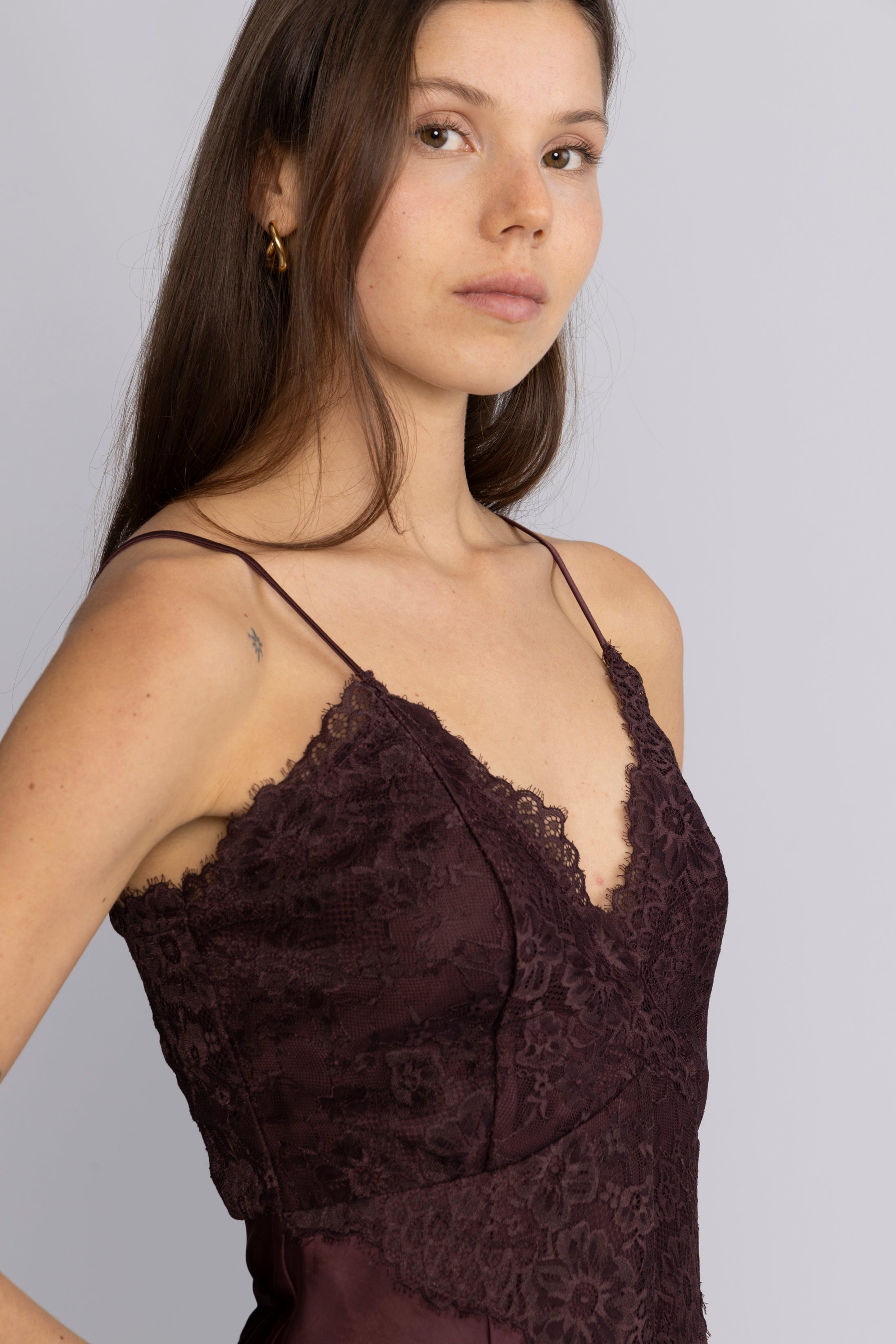 Signi Slip Satin Dress - Bordeaux