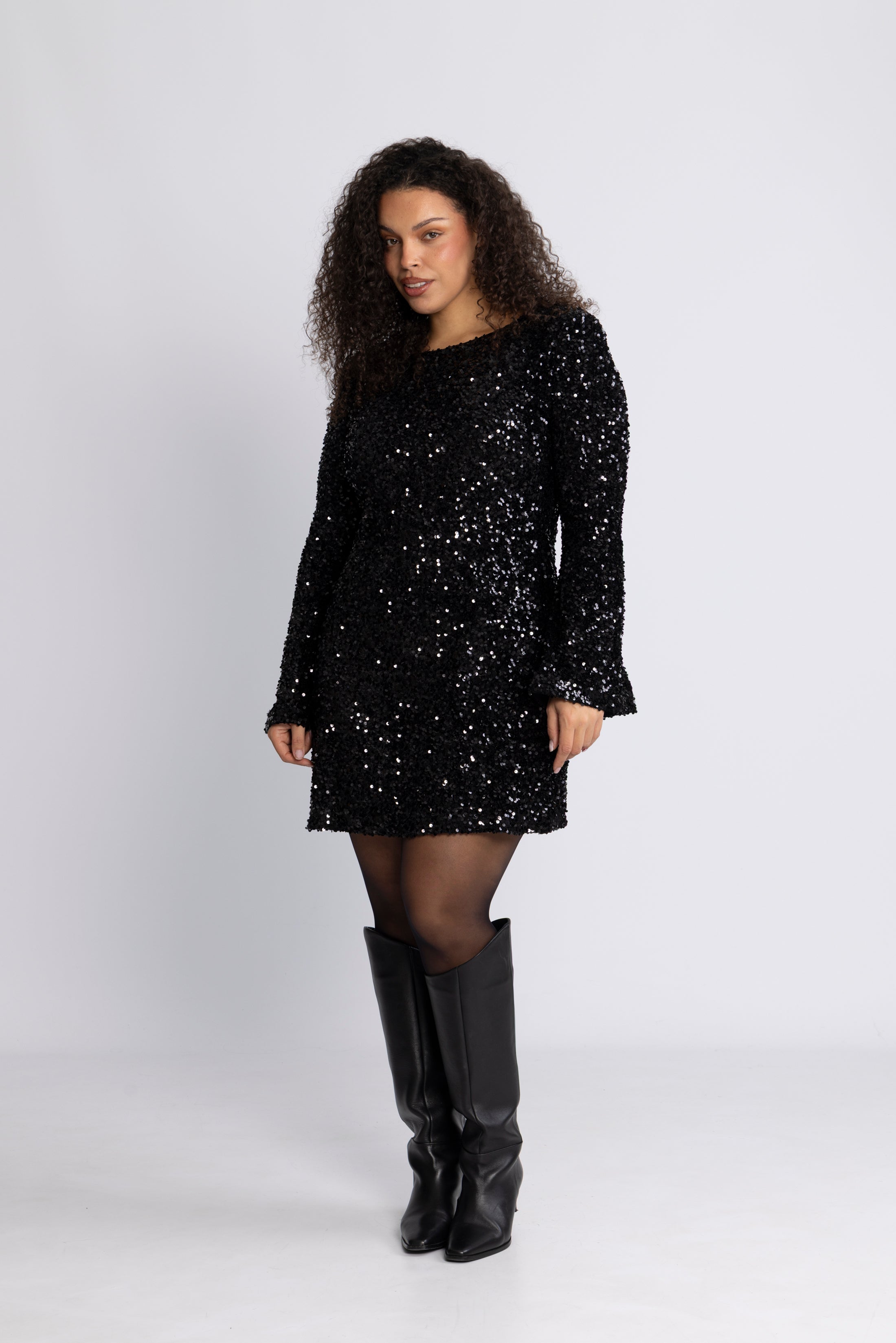 Sally Sequins Mini Dress - Black