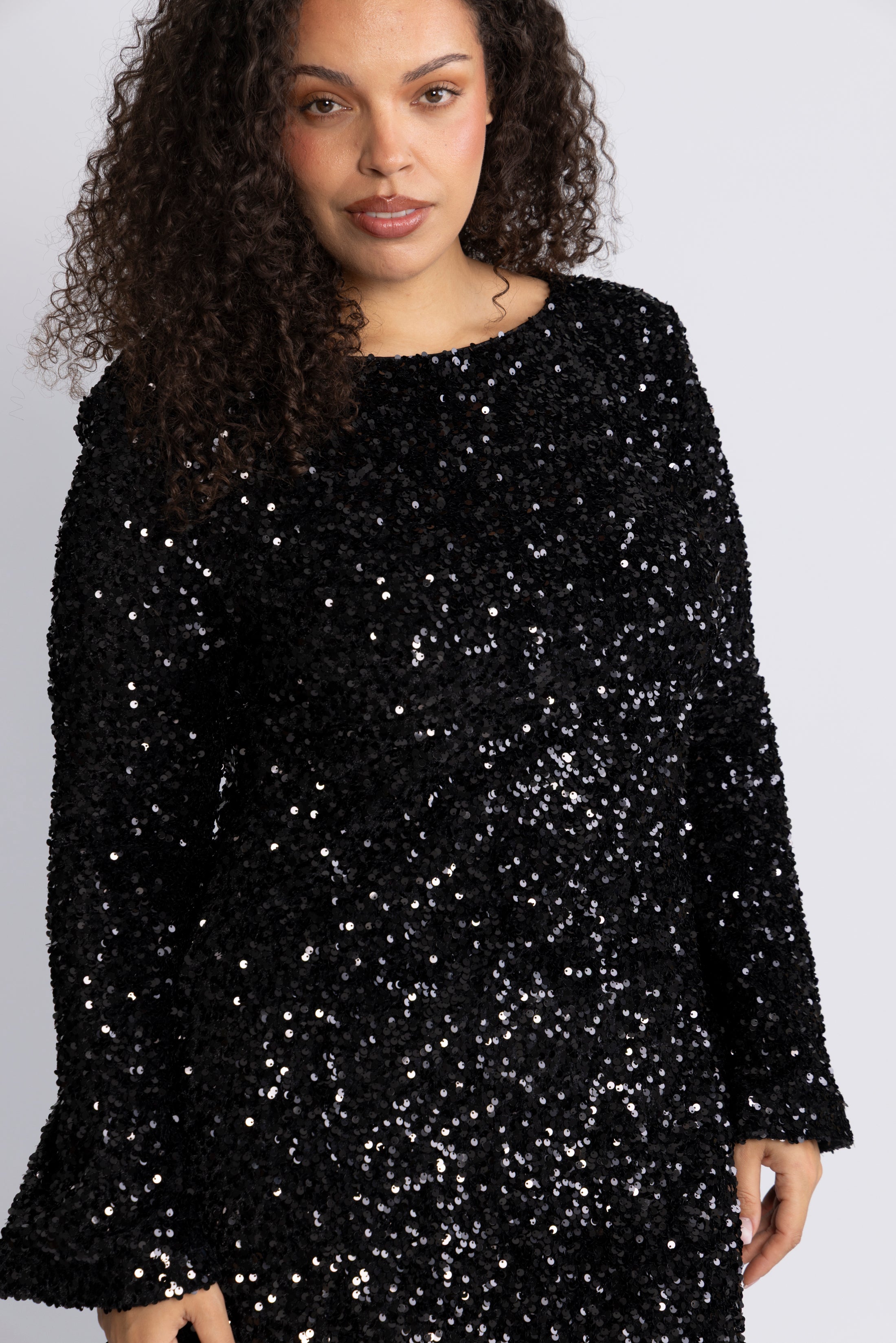 Sally Sequins Mini Dress - Black