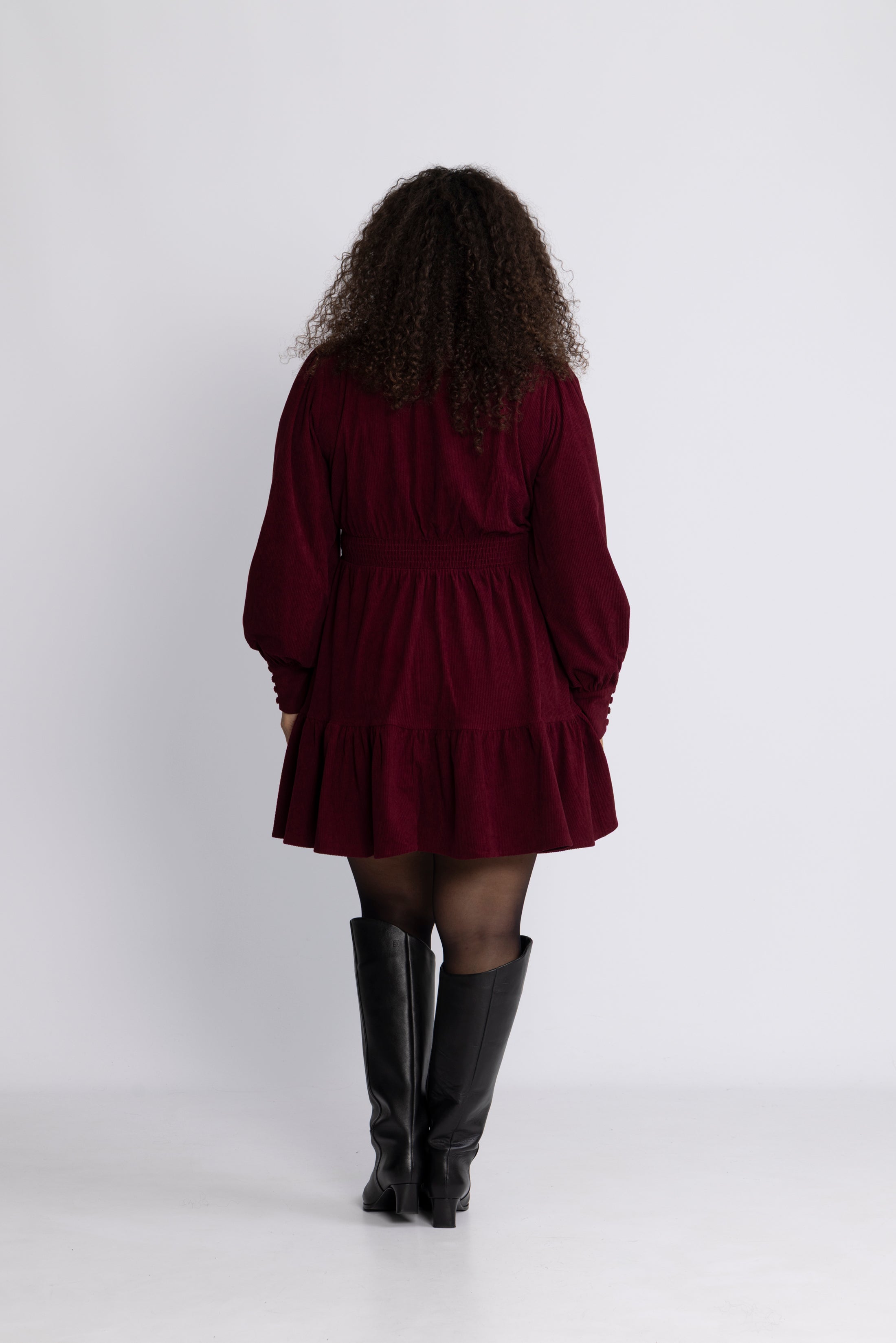 Liv Cord Solid Dress - Wine