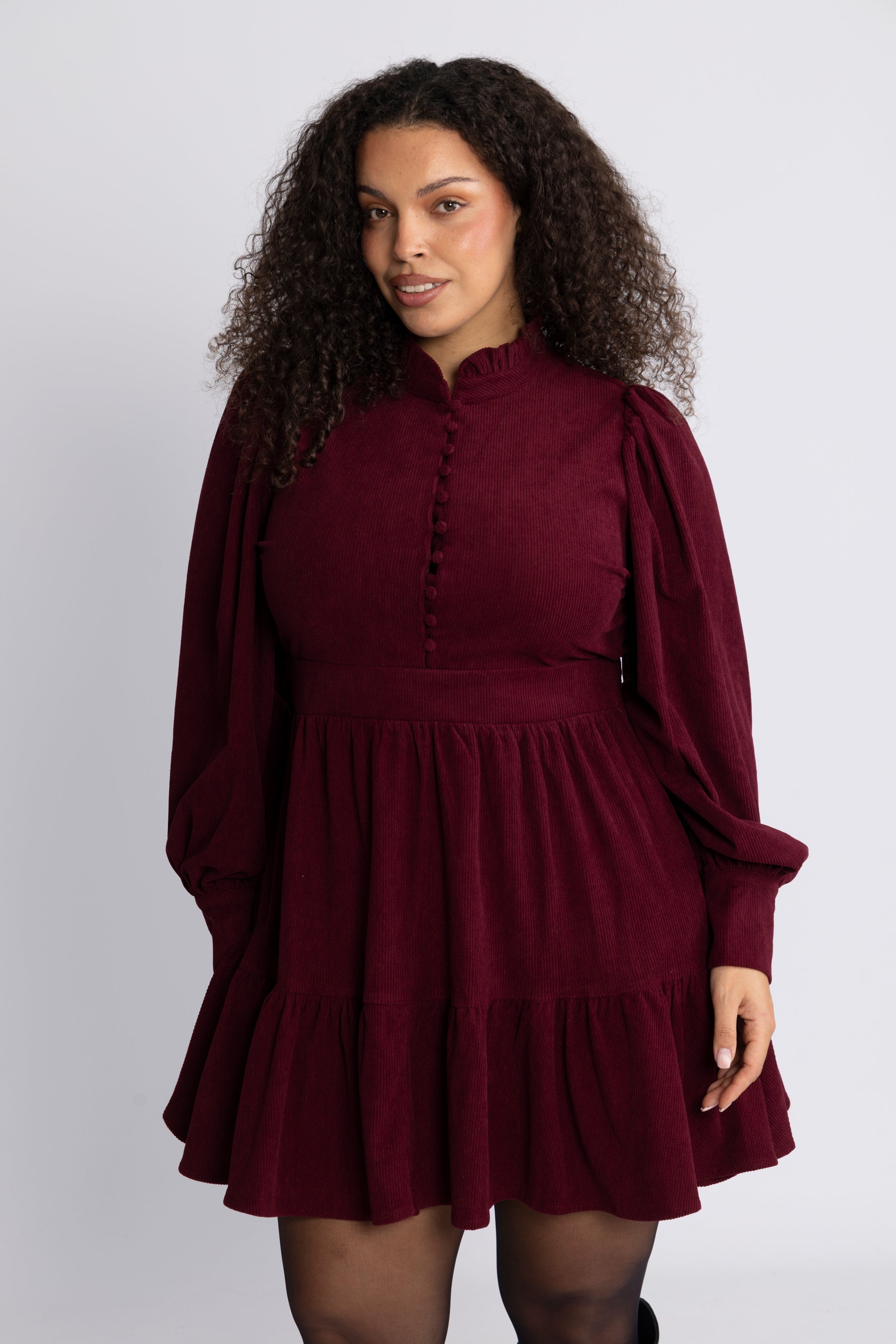 Liv Cord Solid Dress - Wine