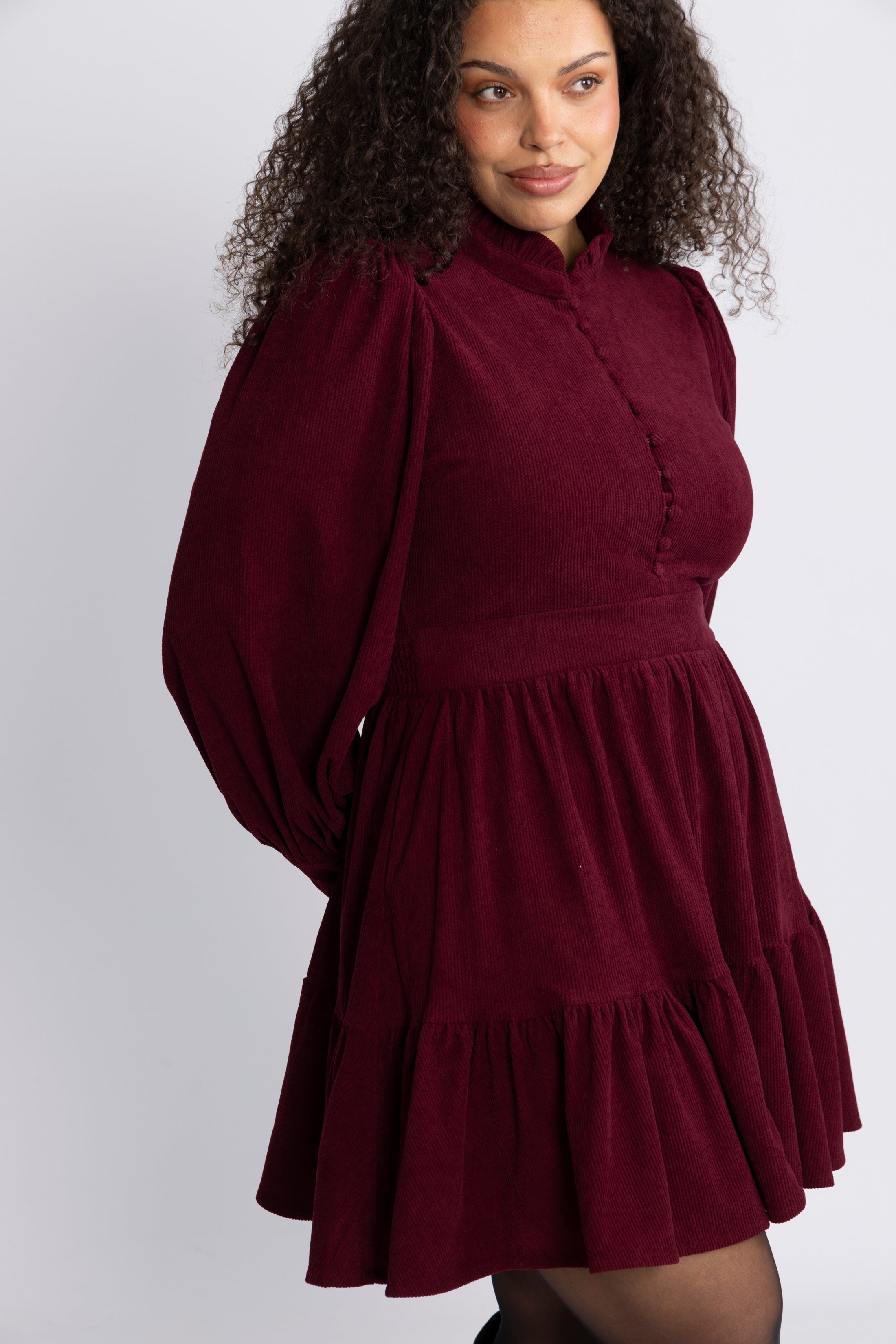 Liv Cord Solid Dress - Wine