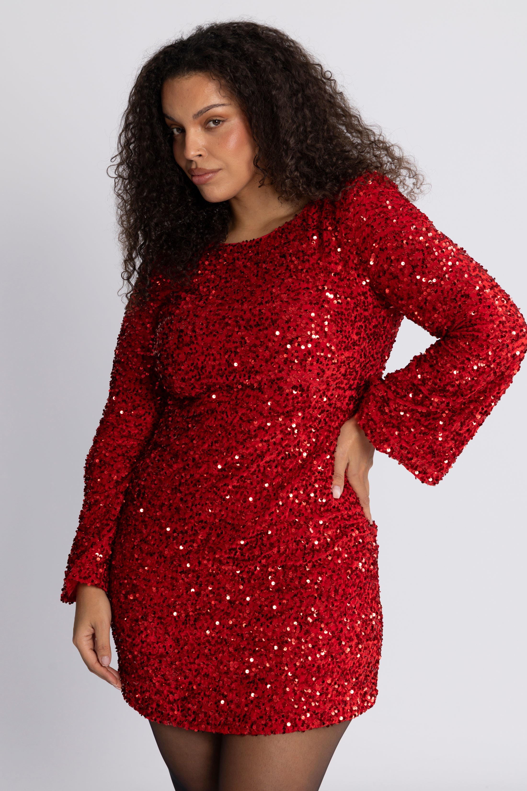 Sally Sequins Mini Dress - Red